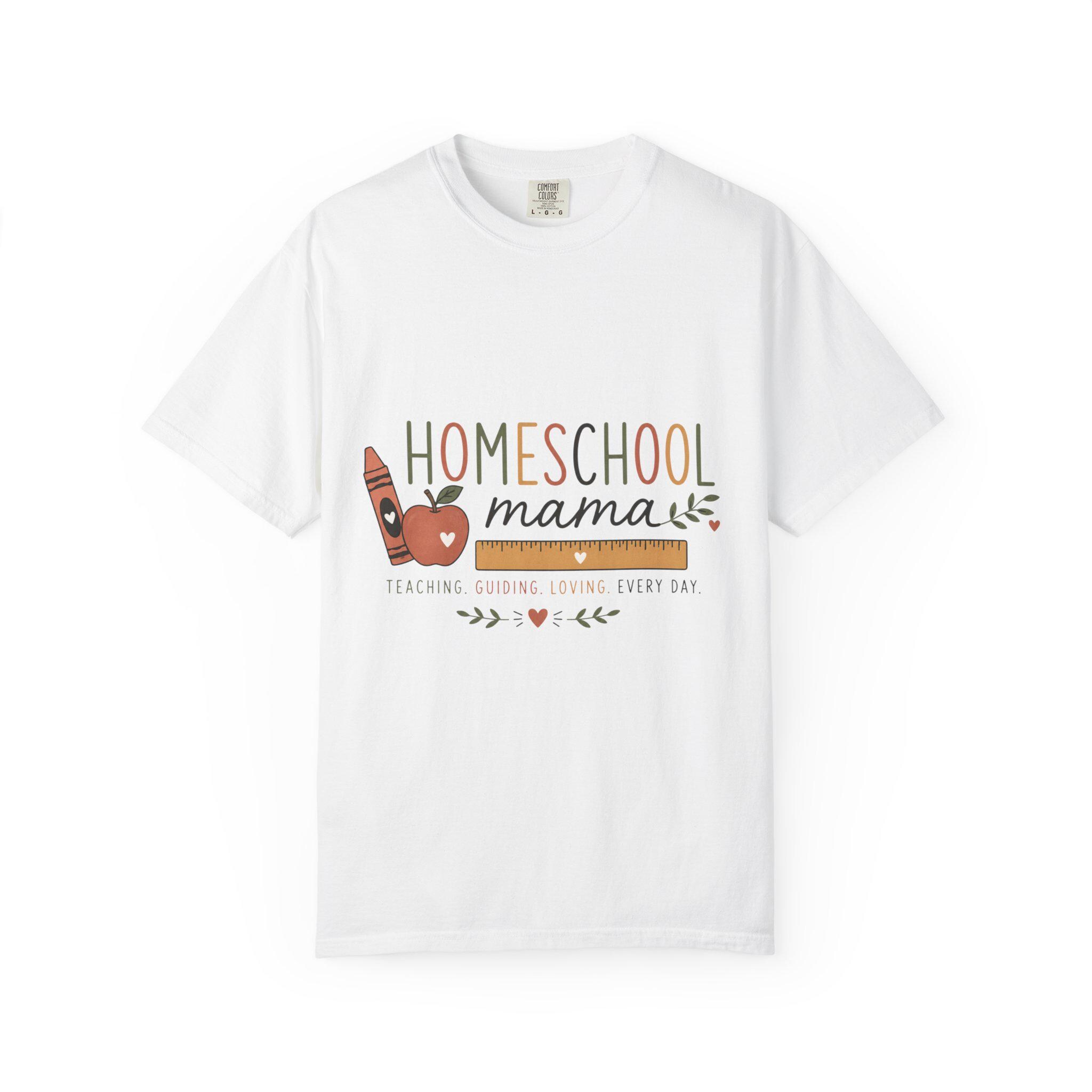 Homeschool Mama T-Shirt – Crayon Apple Teacher Tee, product view 2