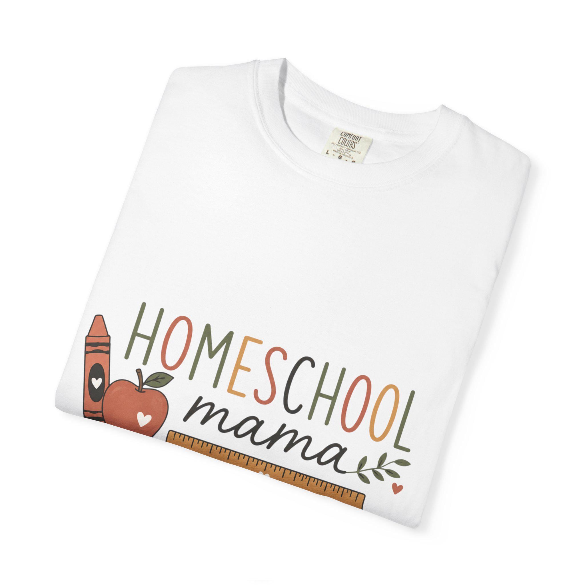 Homeschool Mama T-Shirt – Crayon Apple Teacher Tee, product view 4