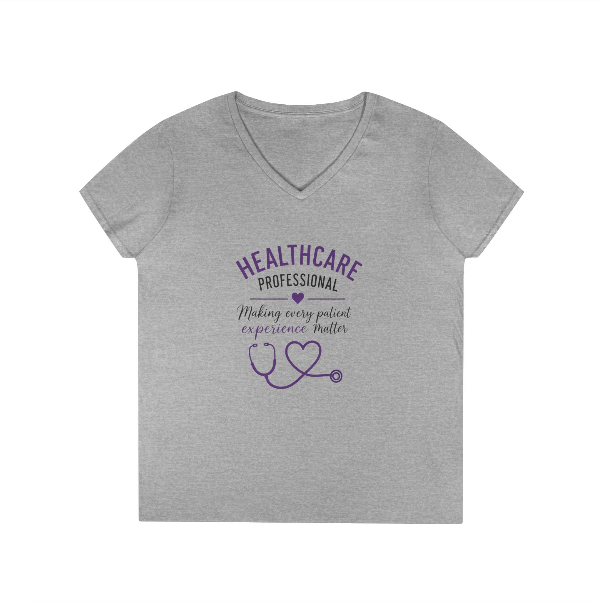 Healthcare Professional heart stethoscope T-Shirt | V-neck ladies, product view 3