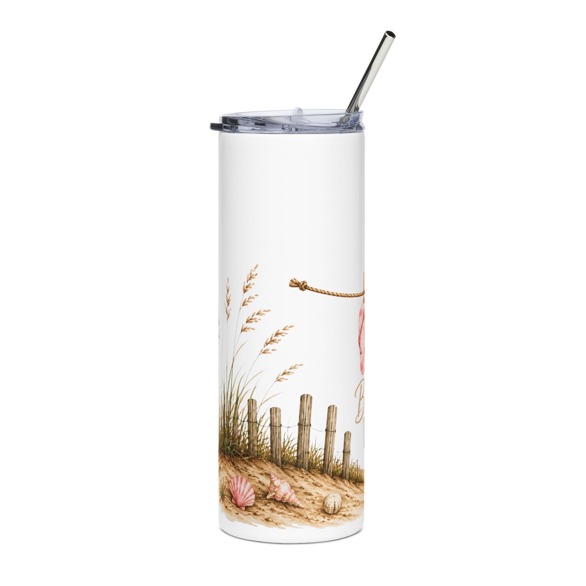 Beach Vibes flip flops Tumbler 20oz stainless steel travel cup, product view 3