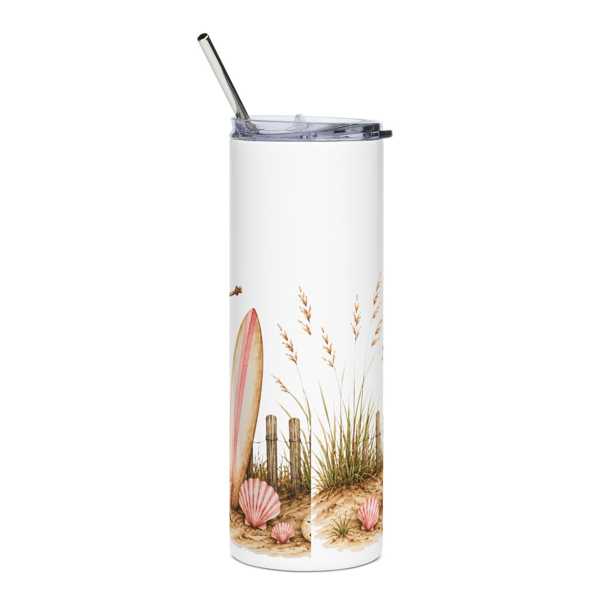 Beach Vibes flip flops Tumbler 20oz stainless steel travel cup, product view 4