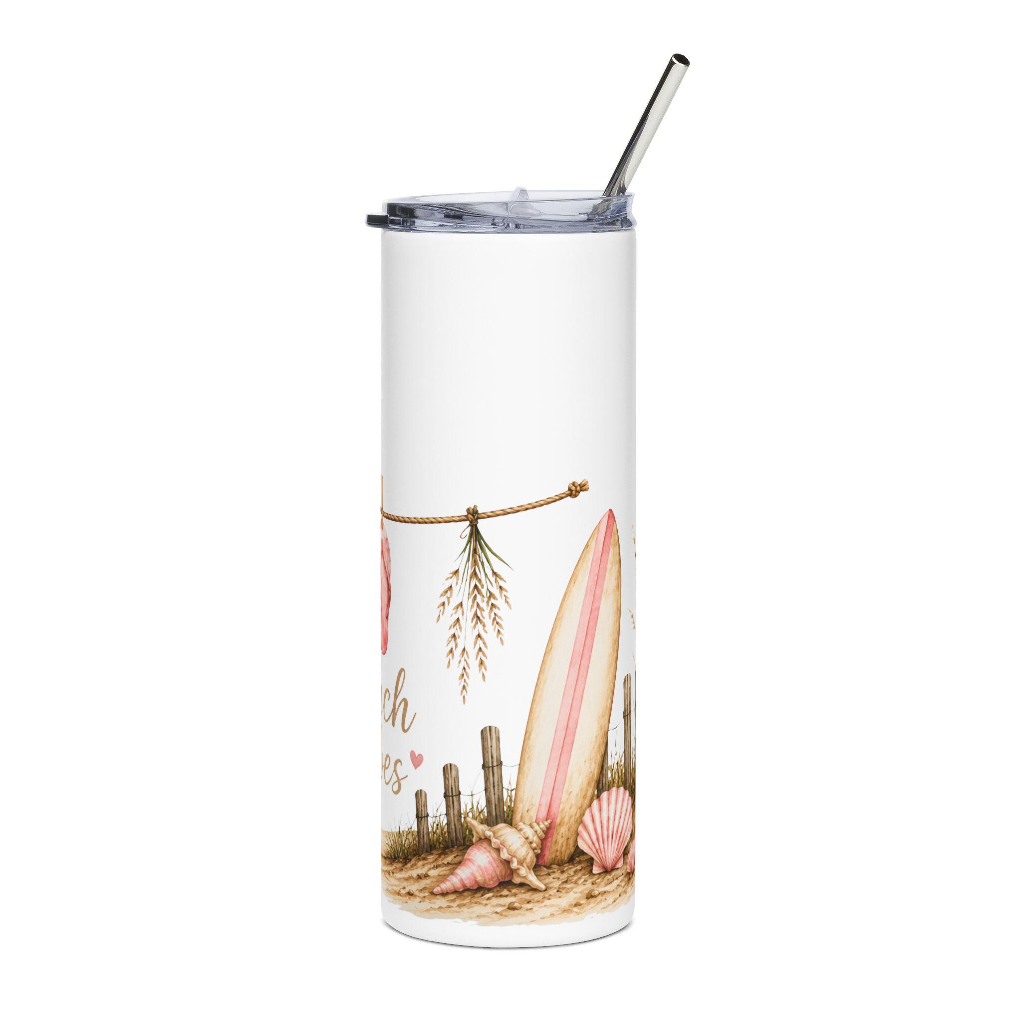 Beach Vibes flip flops Tumbler 20oz stainless steel travel cup, product view 5