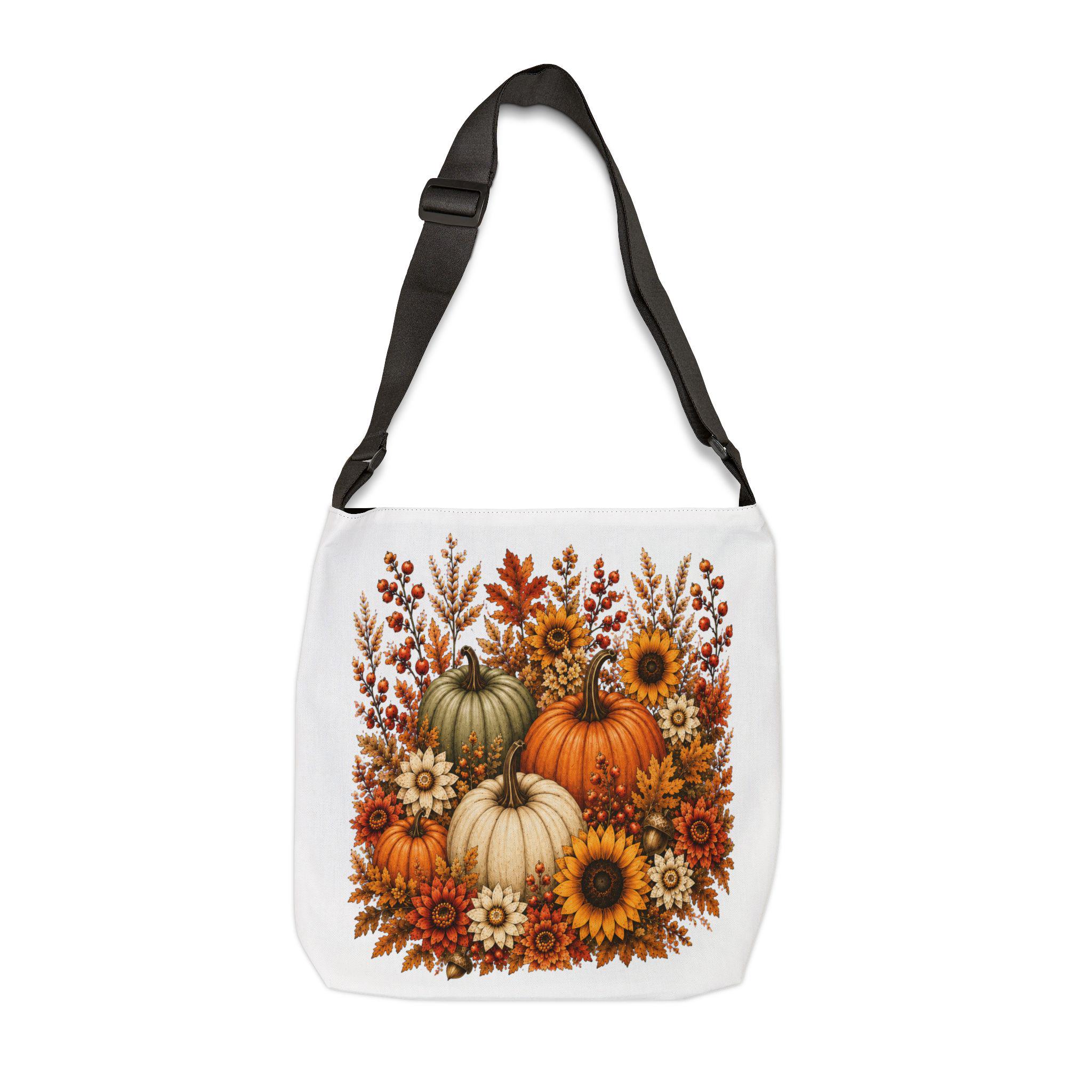 Autumn Pumpkins & Sunflowers Adjustable Tote Bag, product view 2