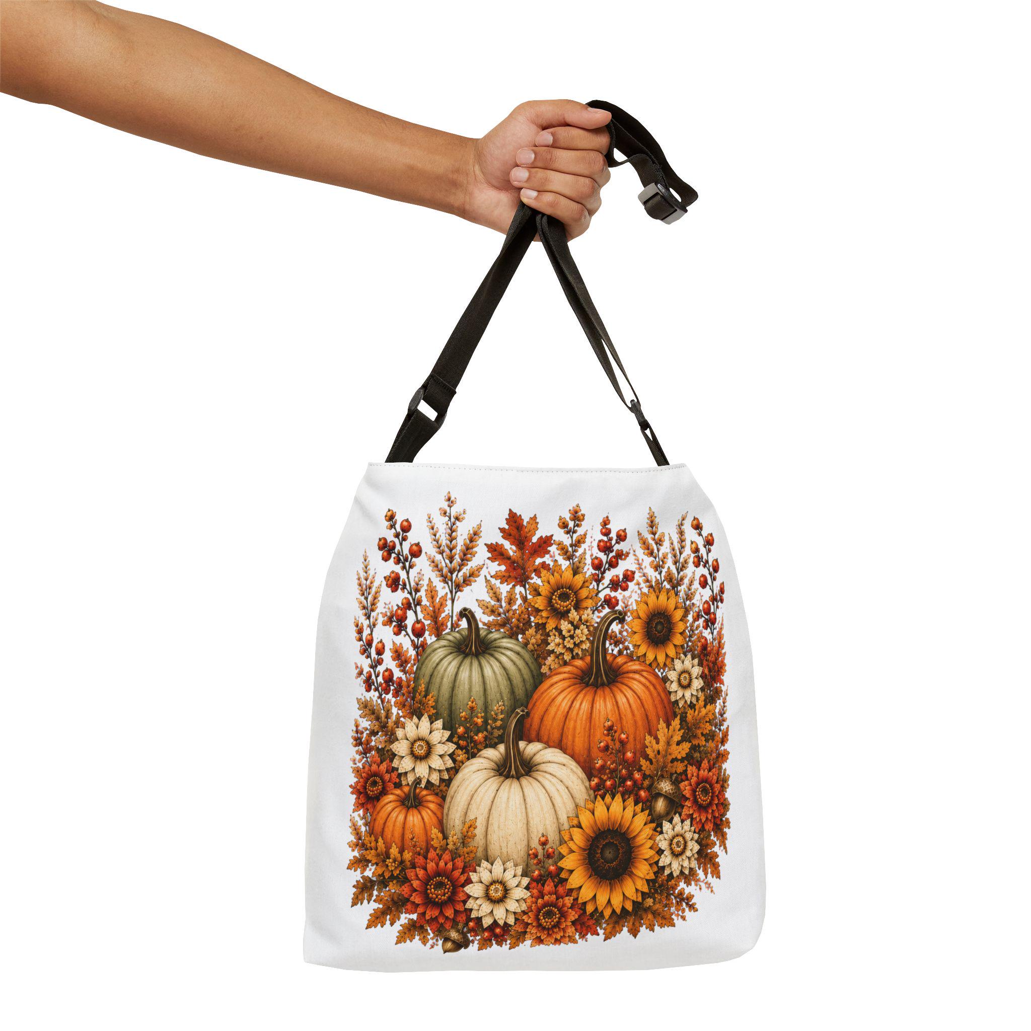 Autumn Pumpkins & Sunflowers Adjustable Tote Bag, product view 3