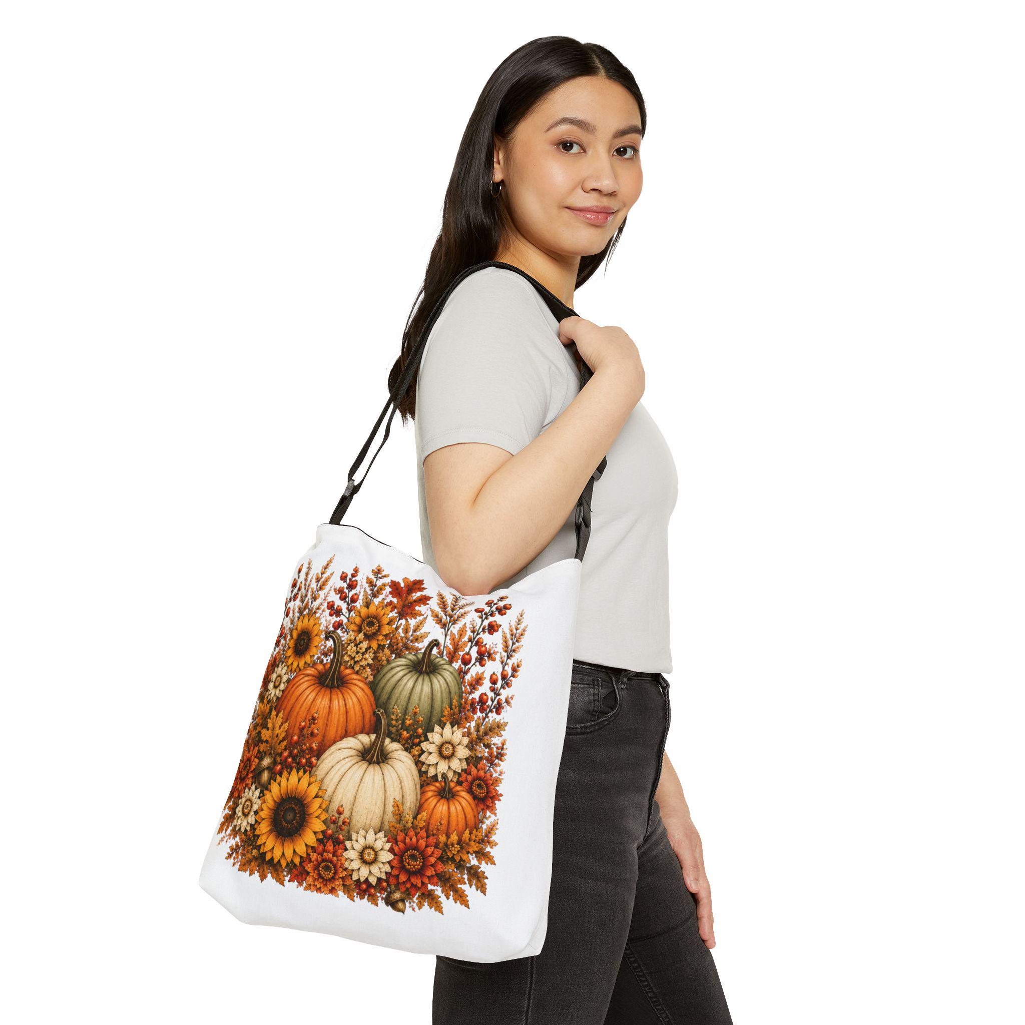 Autumn Pumpkins & Sunflowers Adjustable Tote Bag, product view 4