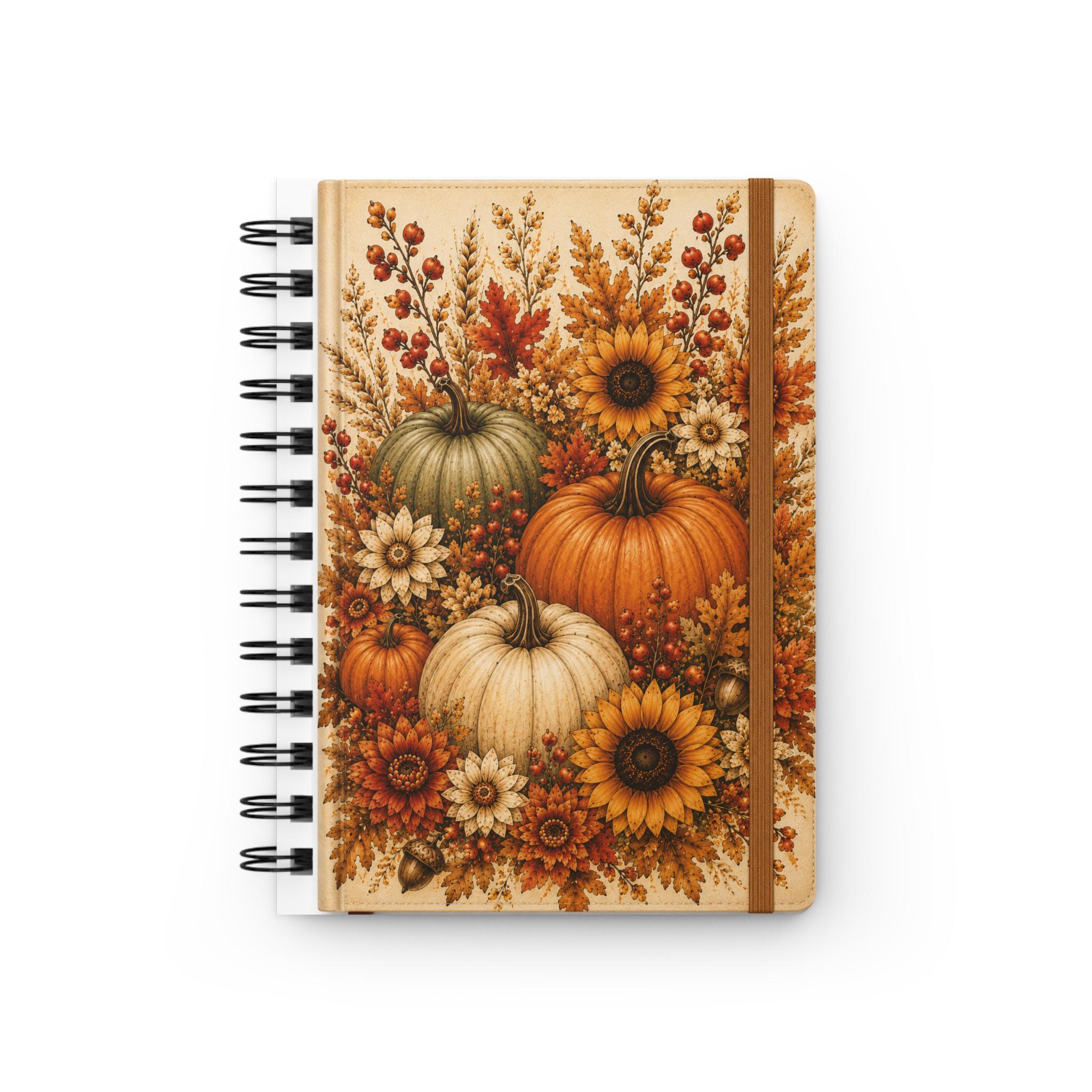 Autumn Harvest Spiral Journal — Pumpkin & Sunflower Fall Notebook, product view 2