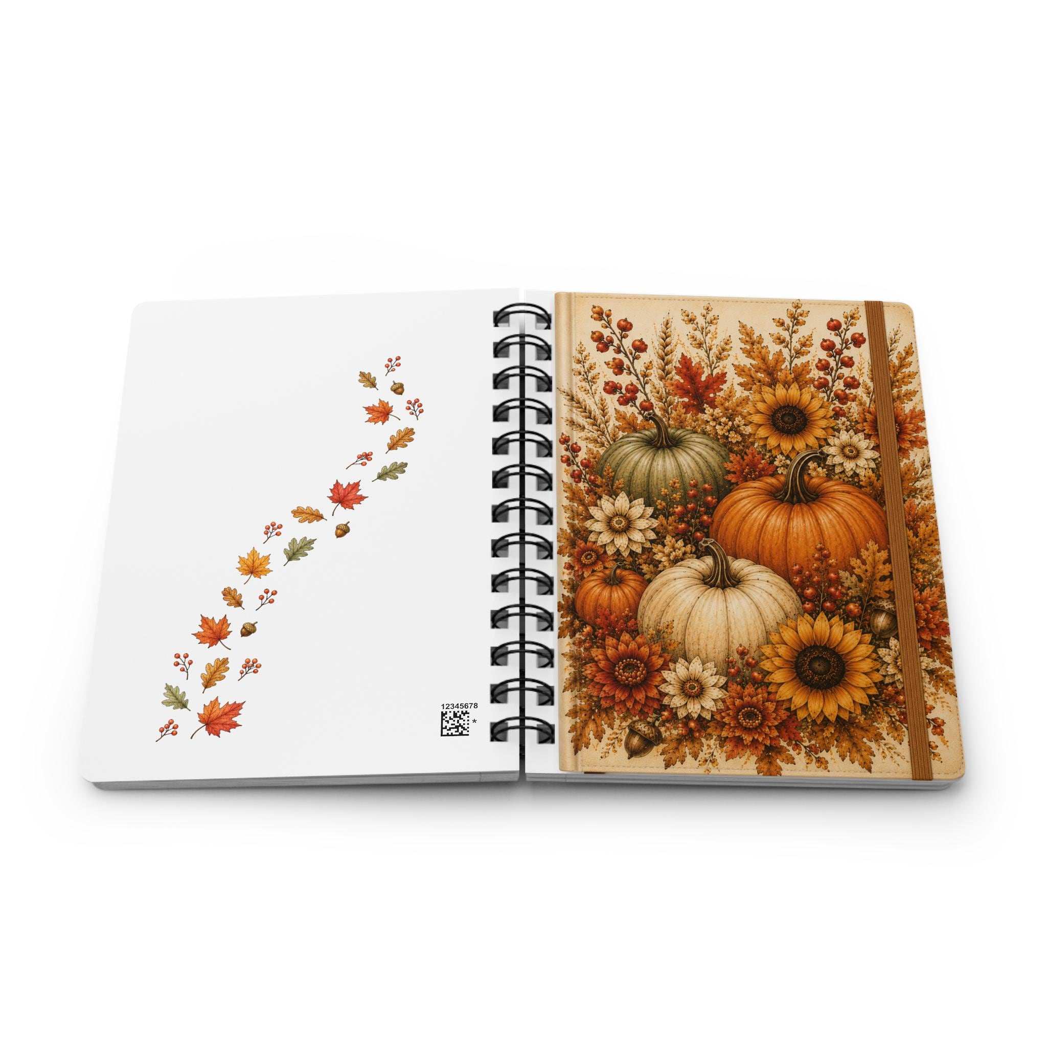 Autumn Harvest Spiral Journal — Pumpkin & Sunflower Fall Notebook, product view 3