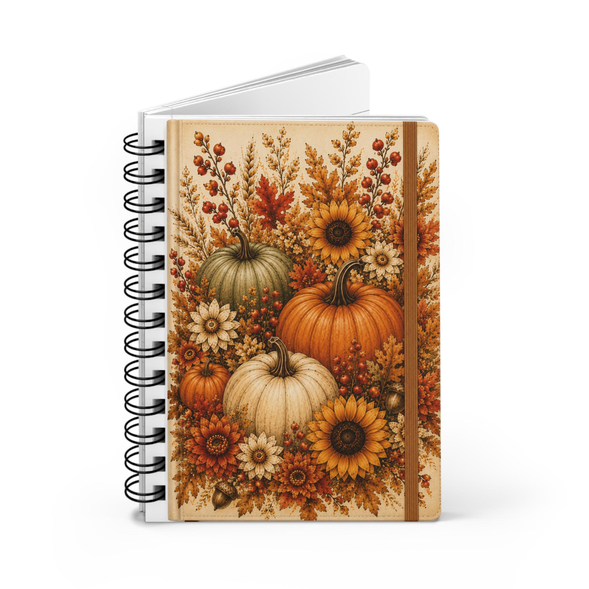Autumn Harvest Spiral Journal — Pumpkin & Sunflower Fall Notebook, product view 4