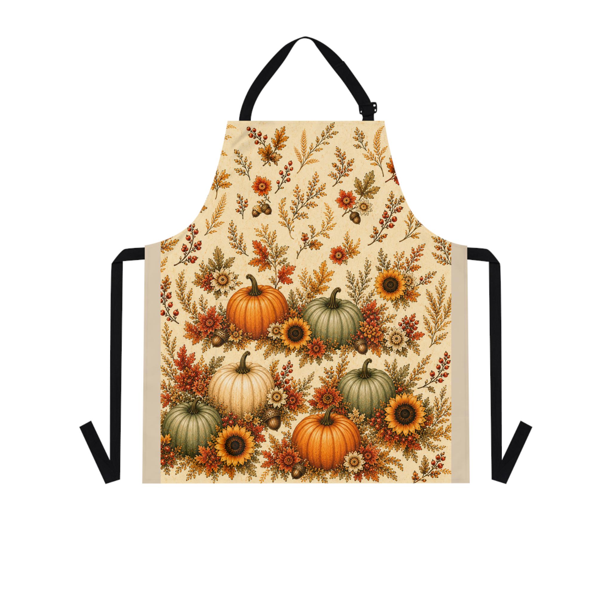 Autumn Harvest Apron — Pumpkin & Sunflower Fall Kitchen Apron, product view 2