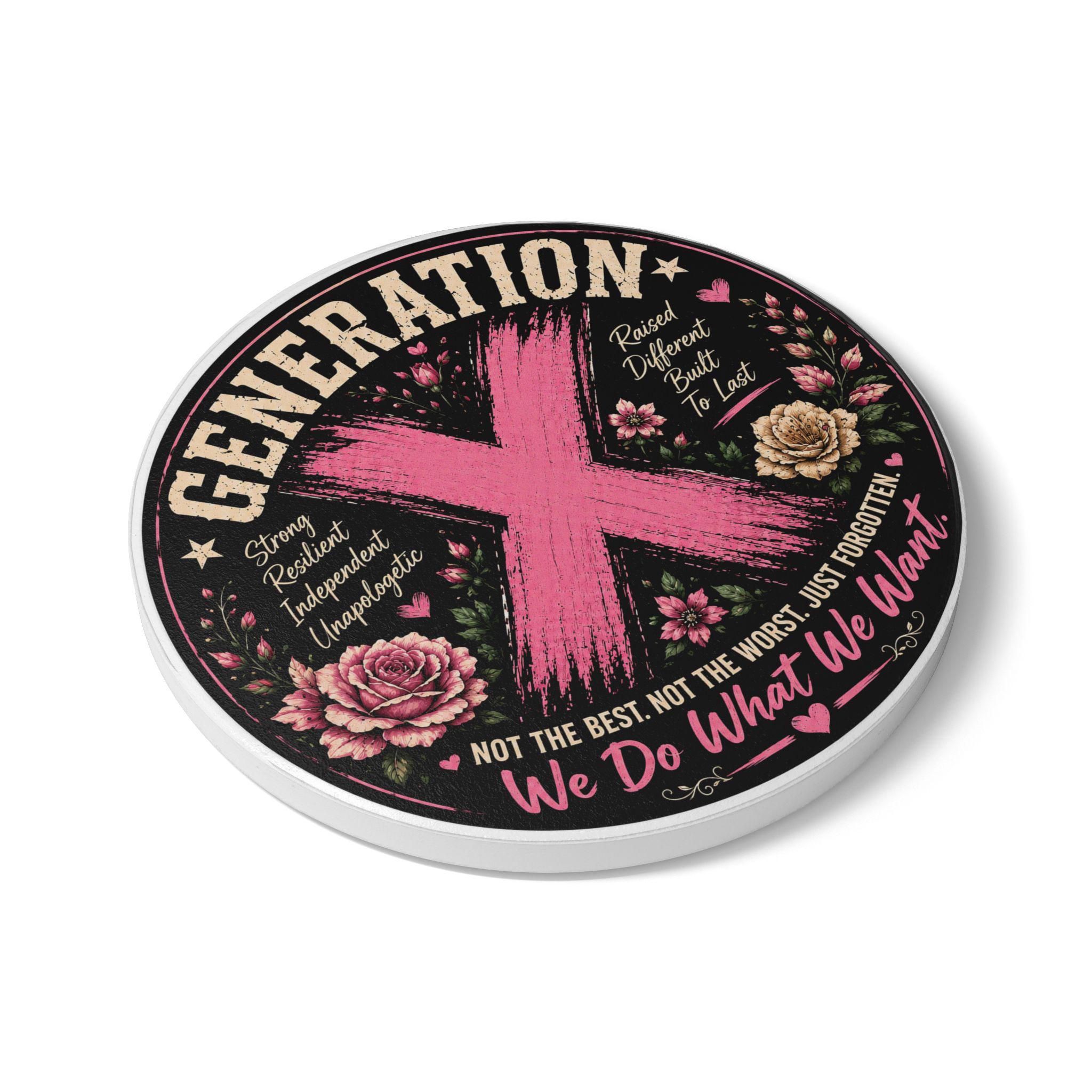 Generation X Ceramic Coaster – Retro Pink X Floral Tribute, product view 3