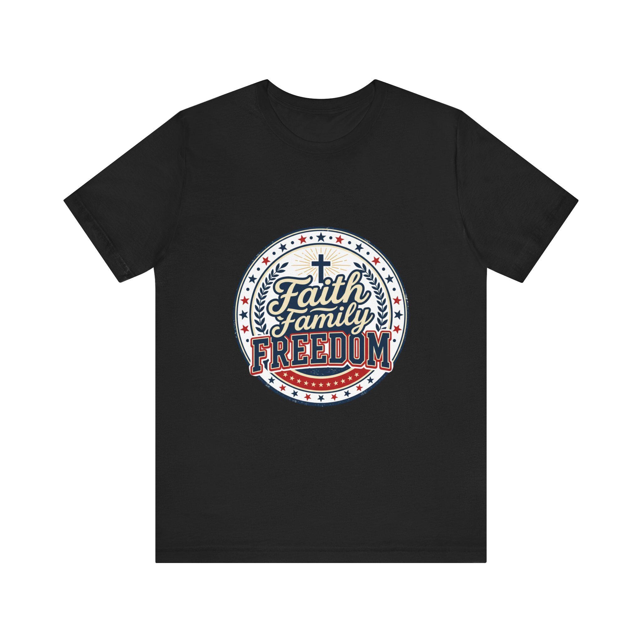 Faith Family Freedom T Shirt Patriotic Faith-Based July 4th Vintage Americana, product view 2