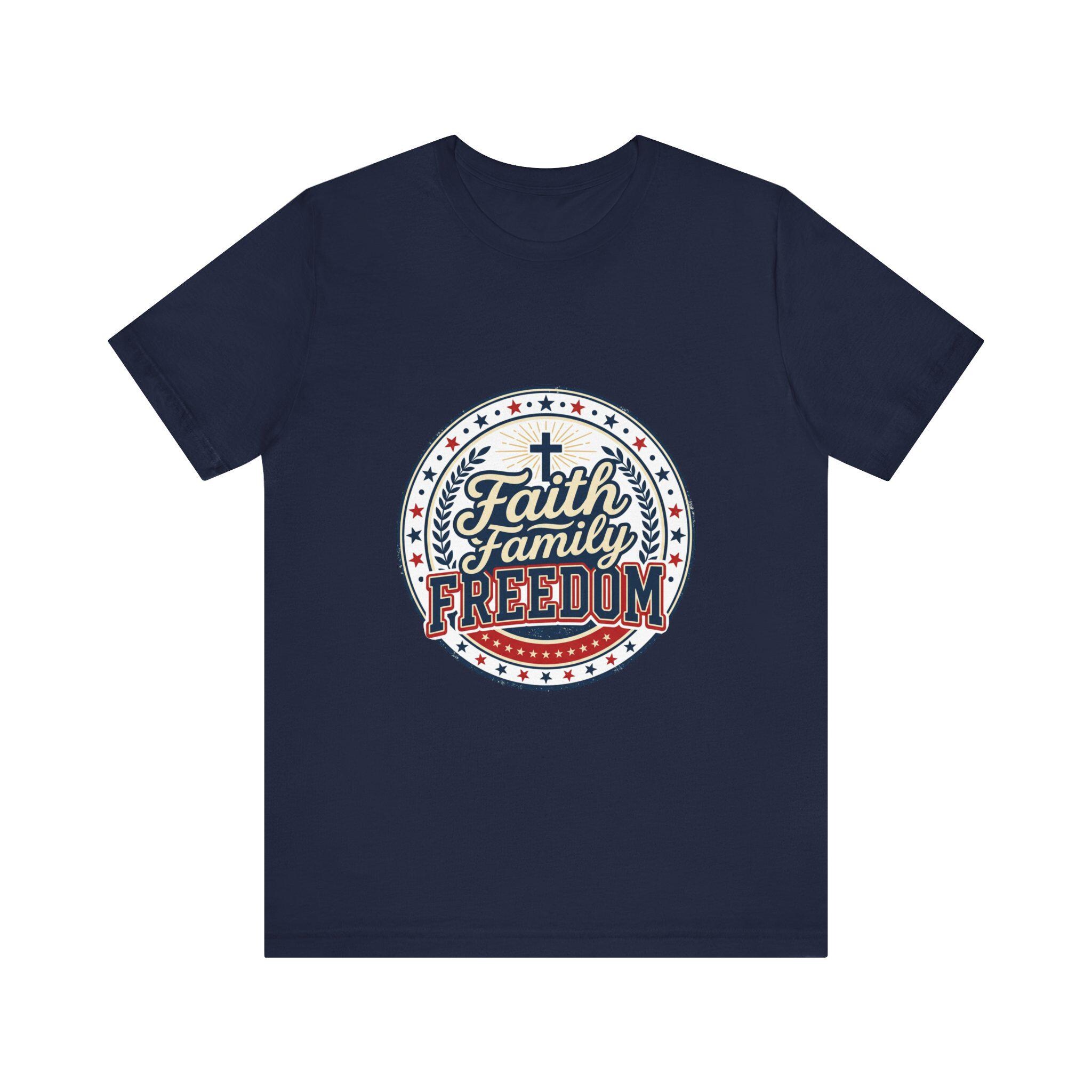 Faith Family Freedom T Shirt Patriotic Faith-Based July 4th Vintage Americana, product view 5