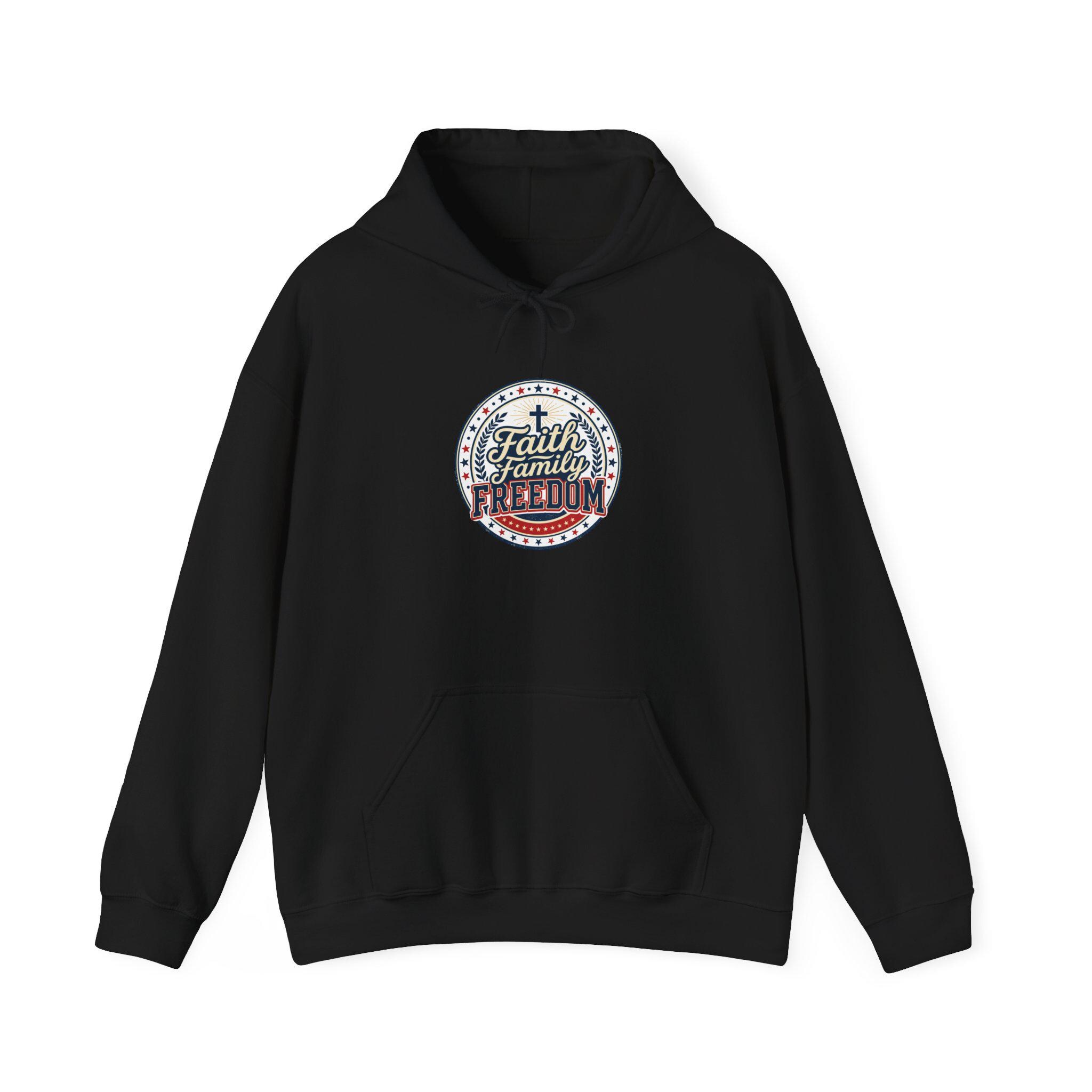 Faith Family Freedom Hoodie | Patriotic, Faith-Based July 4th Vintage Americana, product view 2