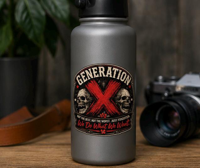 Generation X Die-Cut Magnet — 'We Do What We Want' Retro Skull Design, product view 4