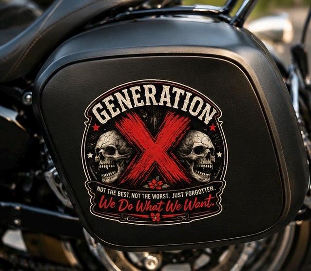Generation X Die-Cut Magnet — 'We Do What We Want' Retro Skull Design, product view 2