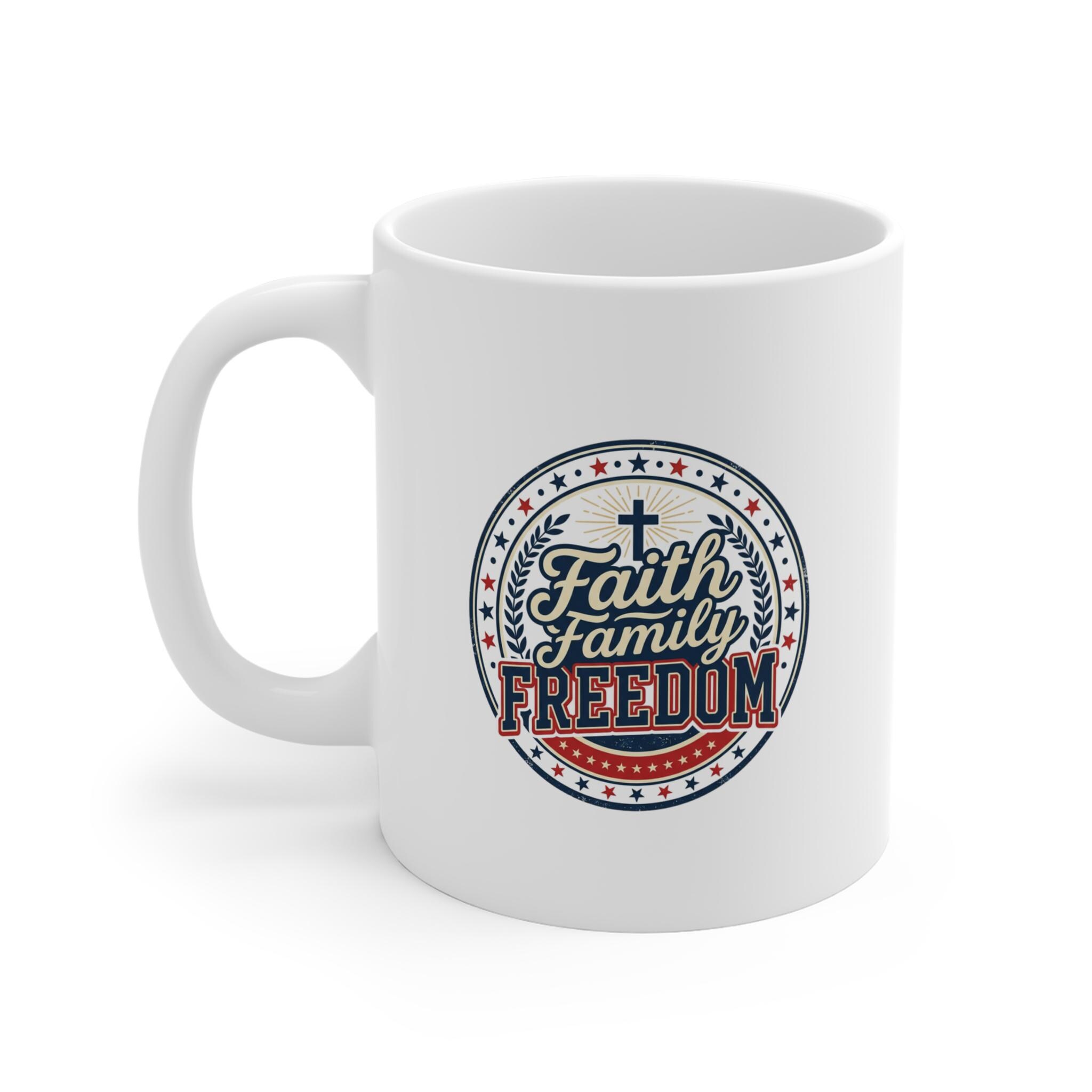 Faith, Family, Freedom 11oz Coffee Mug — Patriotic Christian Gift, product view 3