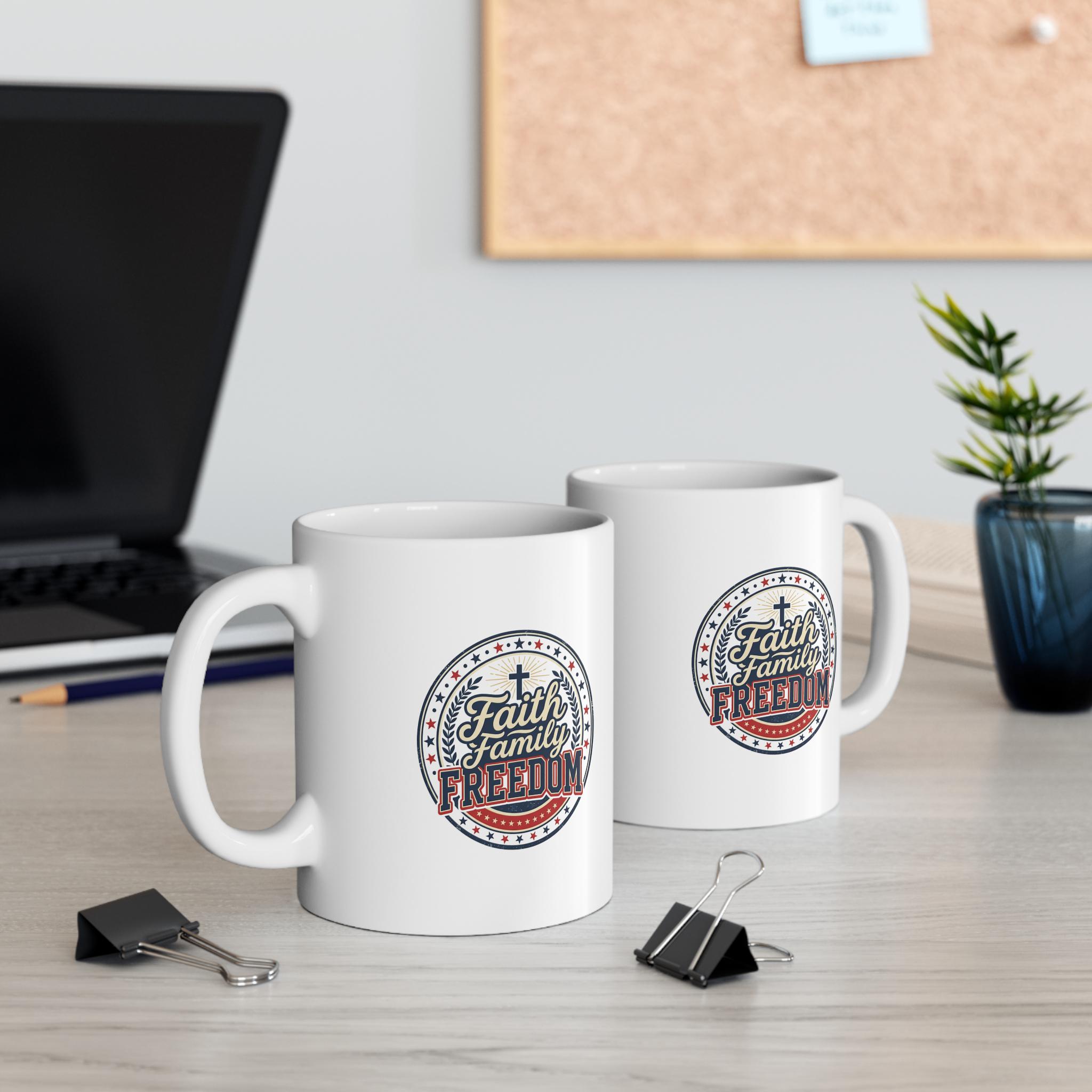 Faith, Family, Freedom 11oz Coffee Mug — Patriotic Christian Gift, product view 4