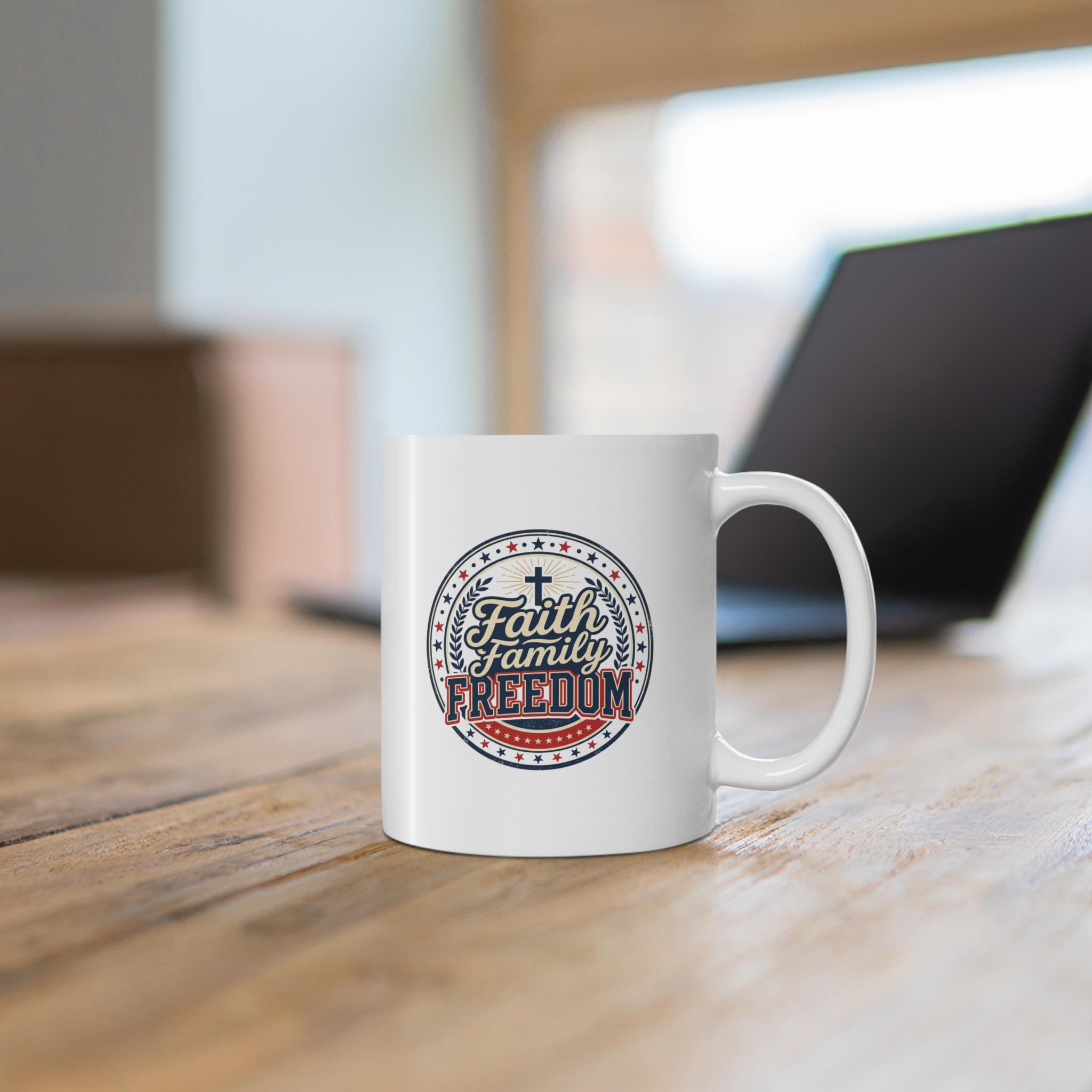 Faith, Family, Freedom 11oz Coffee Mug — Patriotic Christian Gift, product view 5
