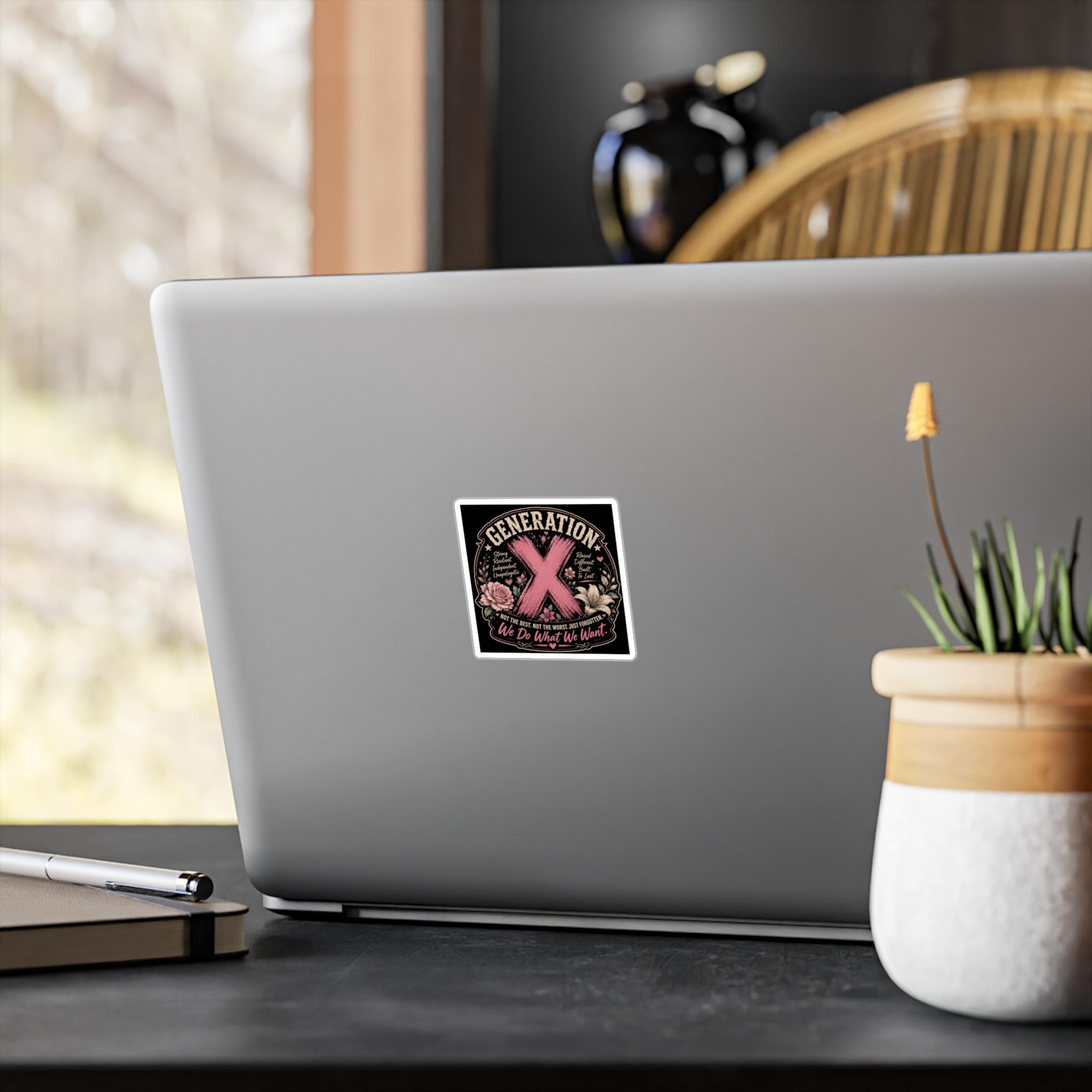 Generation X Retro Floral Vinyl Sticker — "We Do What We Want" Kiss-Cut Decal, product view 4