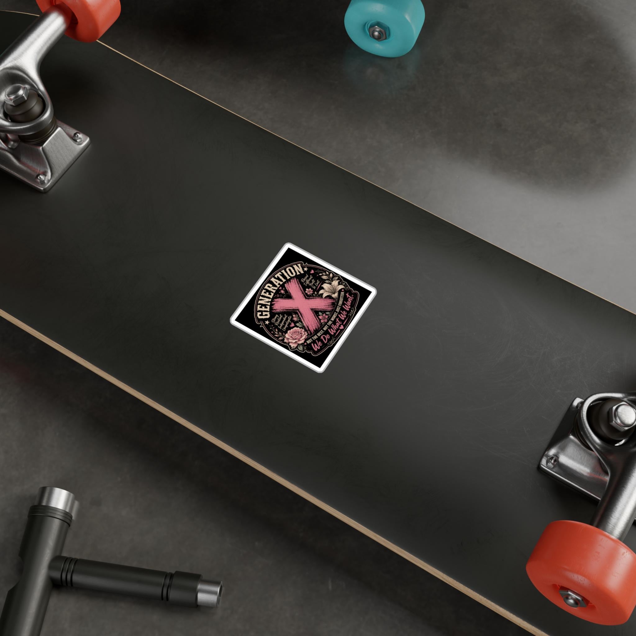 Generation X Retro Floral Vinyl Sticker — "We Do What We Want" Kiss-Cut Decal, product view 6
