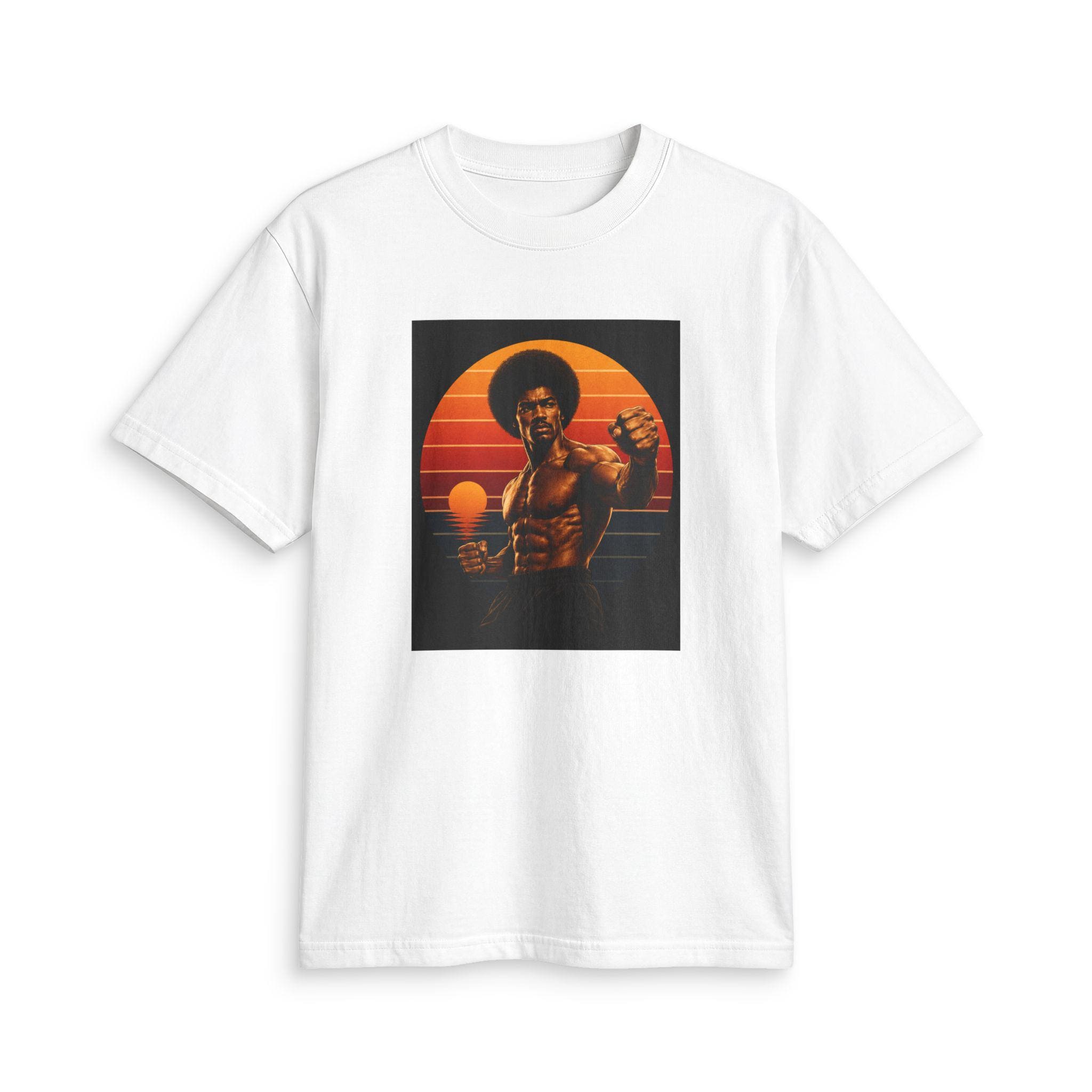 Retro Martial Artist T-Shirt — Vintage Sunset Kung Fu Tee, product view 2