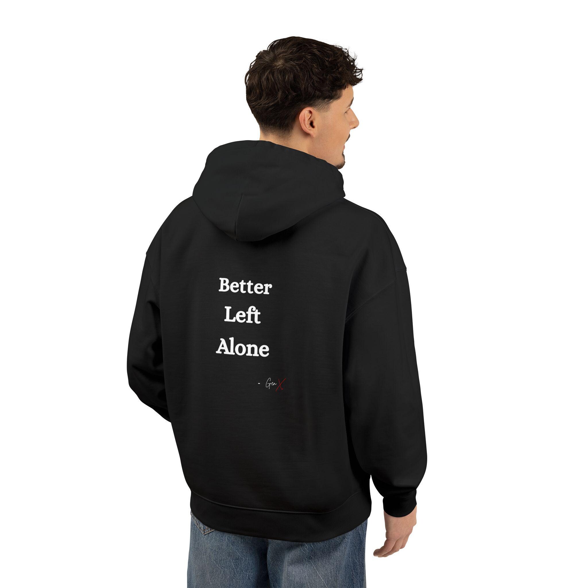 Minimal Embroidered X Chest Hoodie | White Relaxed Pullover, product view 4