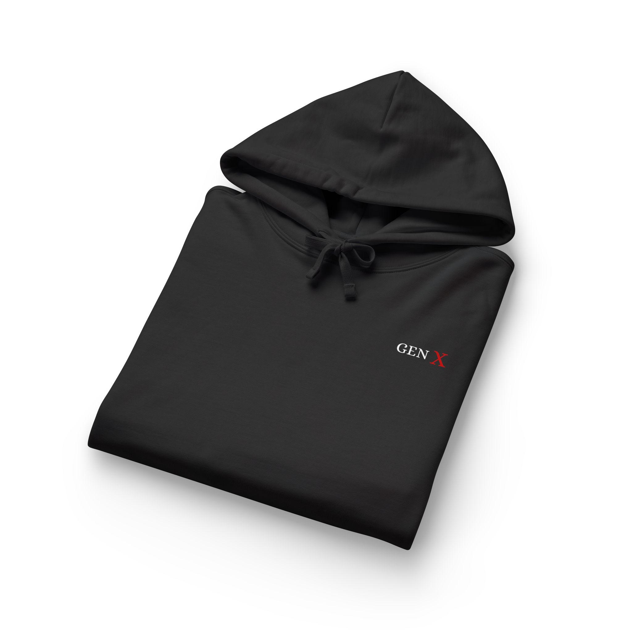 Minimal Embroidered X Chest Hoodie | White Relaxed Pullover, product view 5