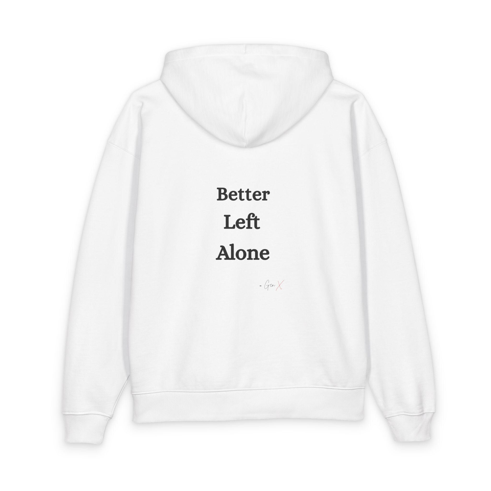Better Left Alone Hoodie | Minimal Text Back Print, product view 2