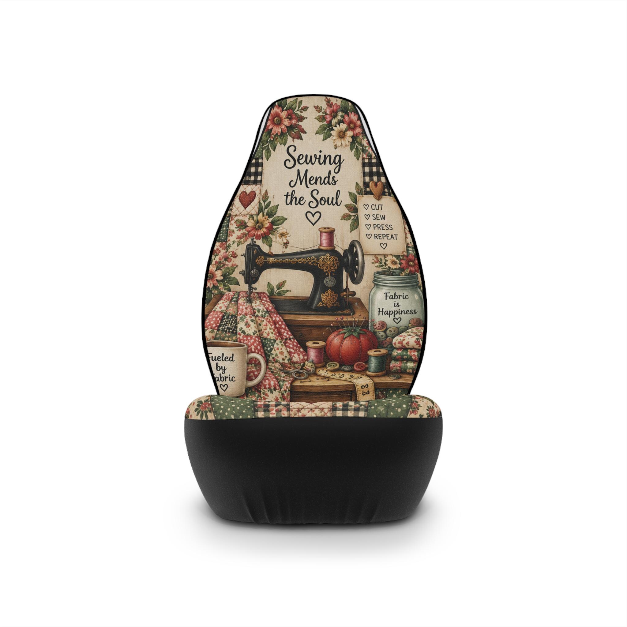 Sewing Mends the Soul floral car seat covers, product view 2
