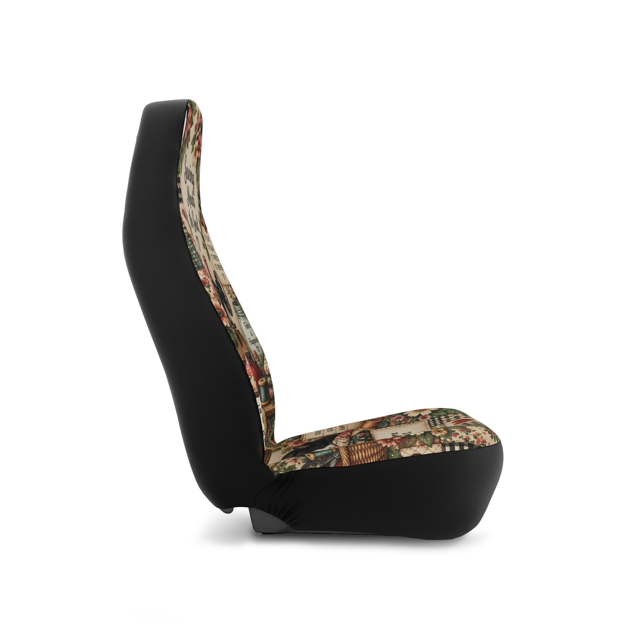 Sewing Mends the Soul floral car seat covers, product view 4