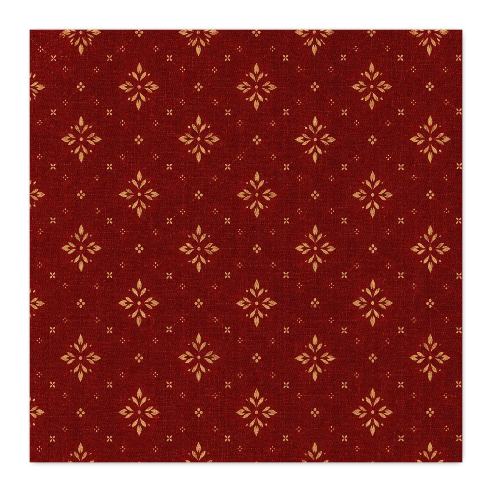 Christmas at the Cottage Burgundy Gold Heirloom Medallion CUSTOM Cotton Twill Fabric