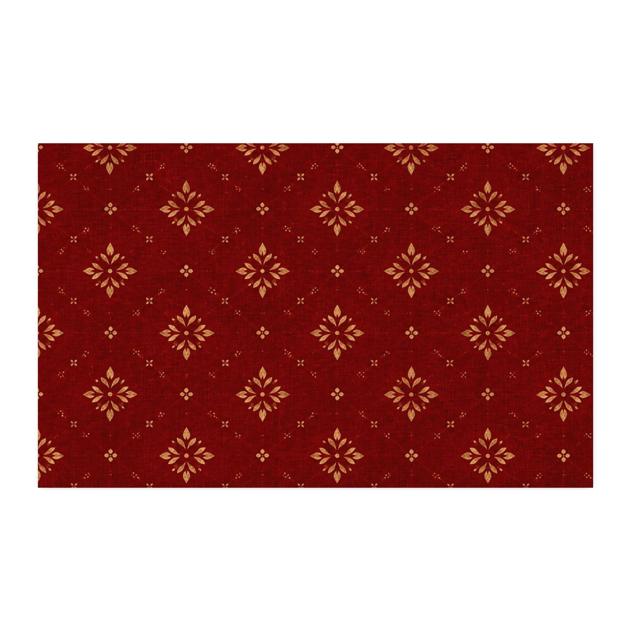 Christmas at the Cottage Burgundy Gold Heirloom Medallion CUSTOM Cotton Twill Fabric , view 8