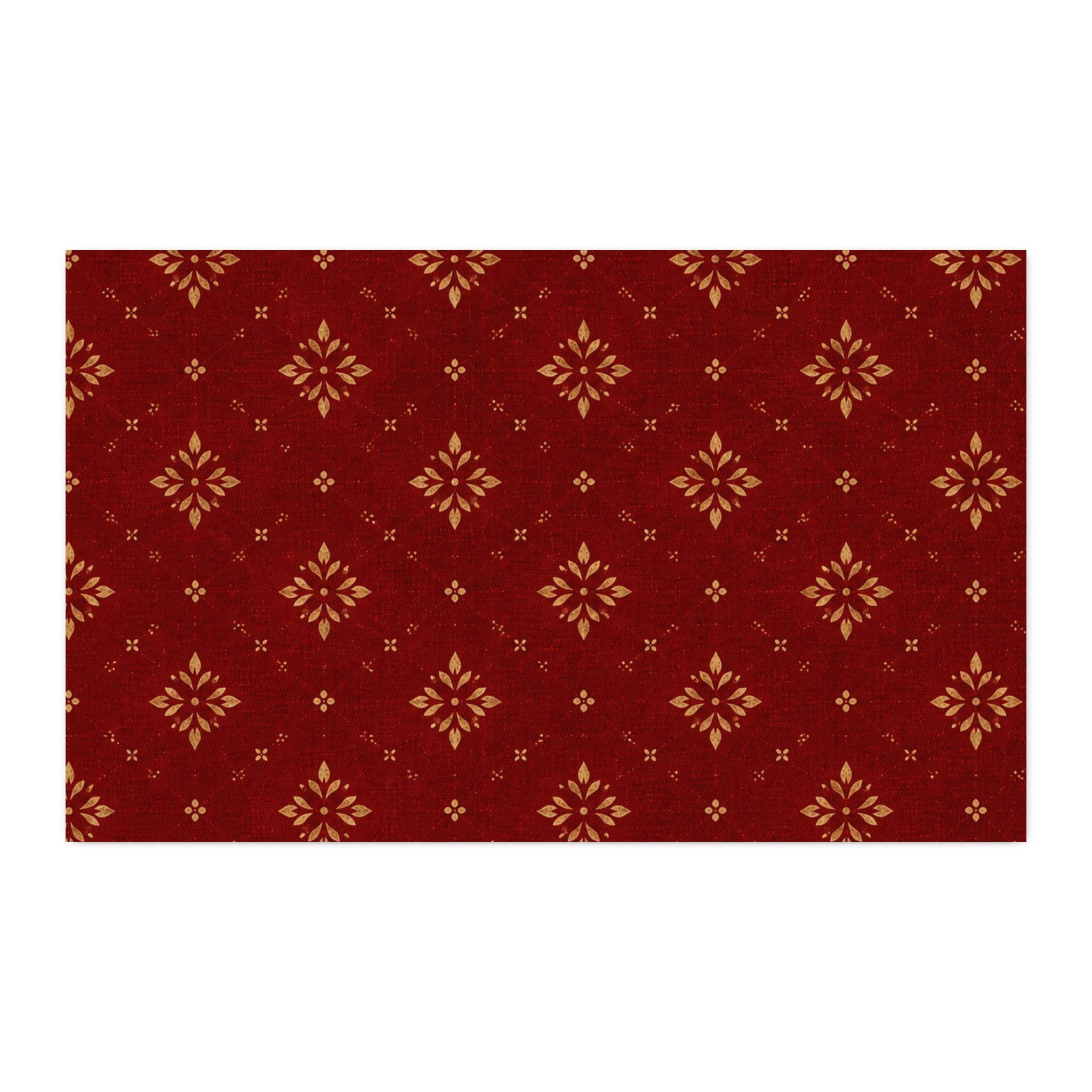 Christmas at the Cottage Burgundy Gold Heirloom Medallion CUSTOM Cotton Twill Fabric , view 10