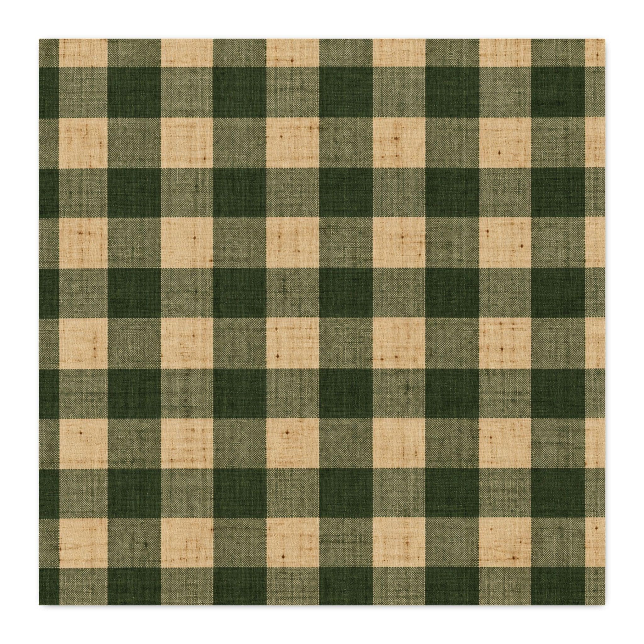 Cottage Evergreen Oatmeal Buffalo Plaid CUSTOM Cotton Twill Fabric