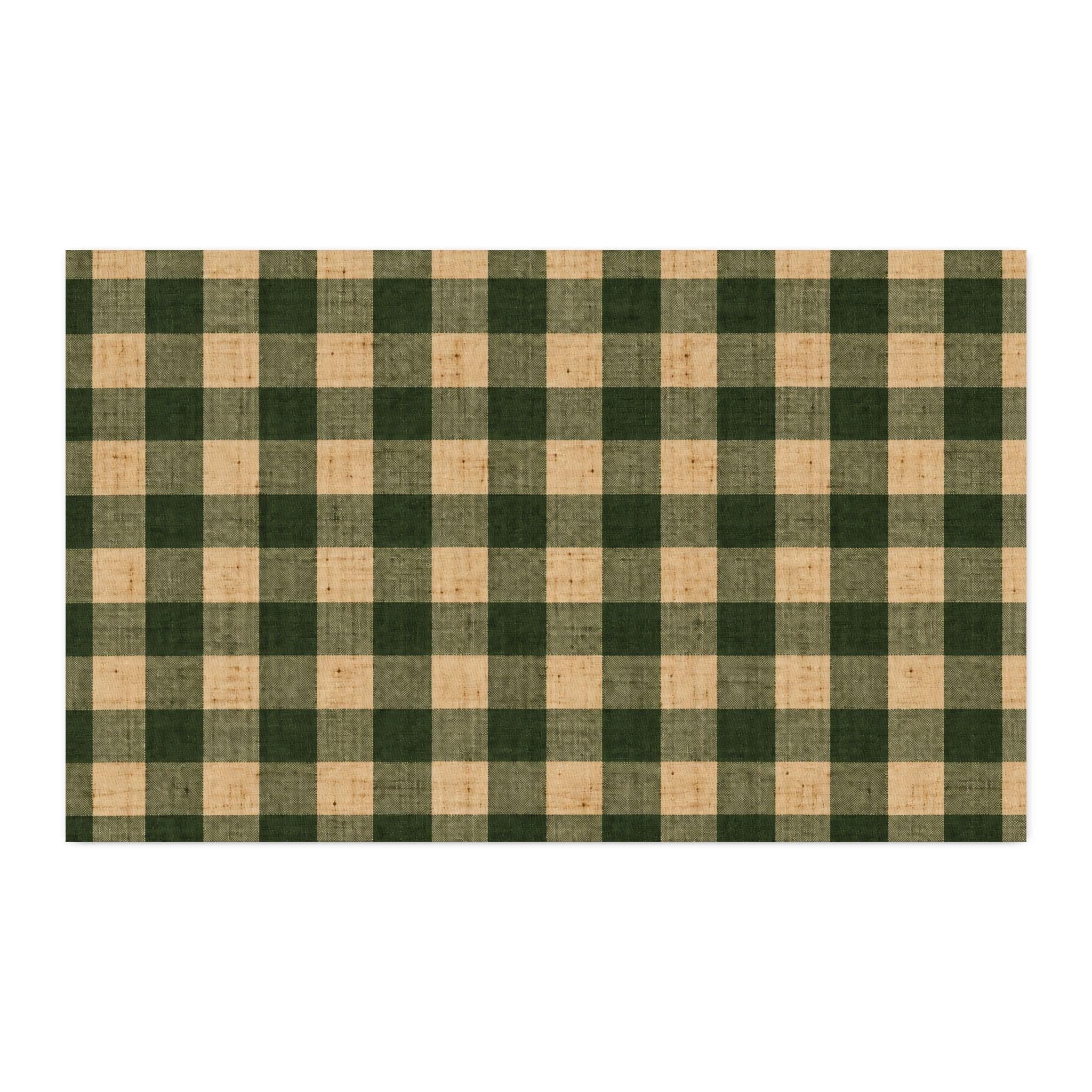 Cottage Evergreen Oatmeal Buffalo Plaid CUSTOM Cotton Twill Fabric , view 2