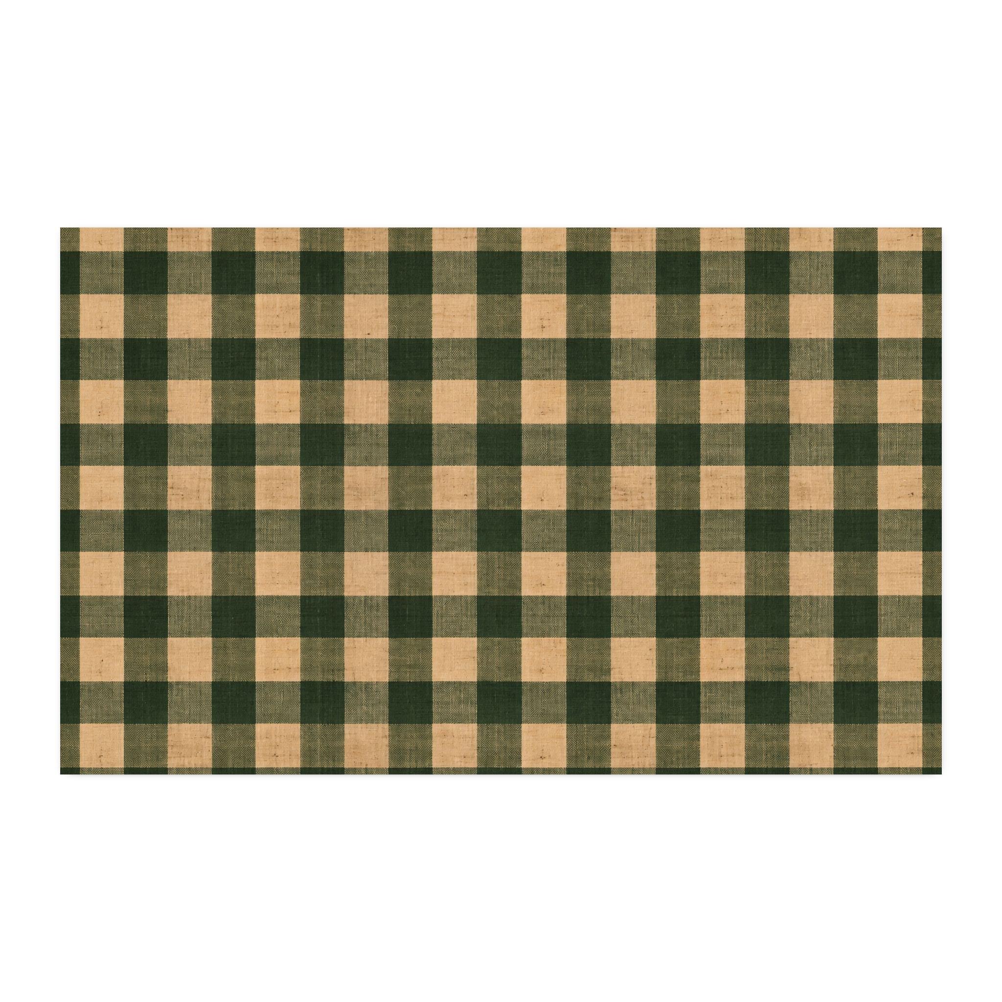 Cottage Evergreen Oatmeal Buffalo Plaid CUSTOM Cotton Twill Fabric , view 3
