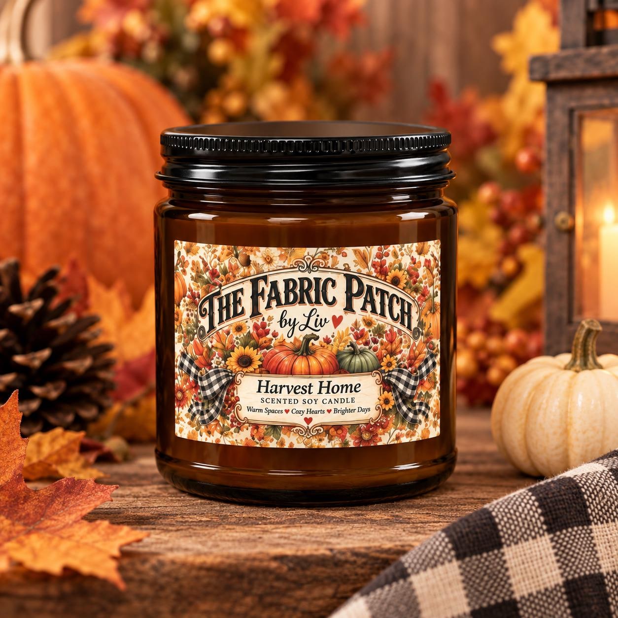 Harvest Home Scented Soy Candle 4oz 9oz Autumn Spice Pumpkin Candle Jar with Black Lid