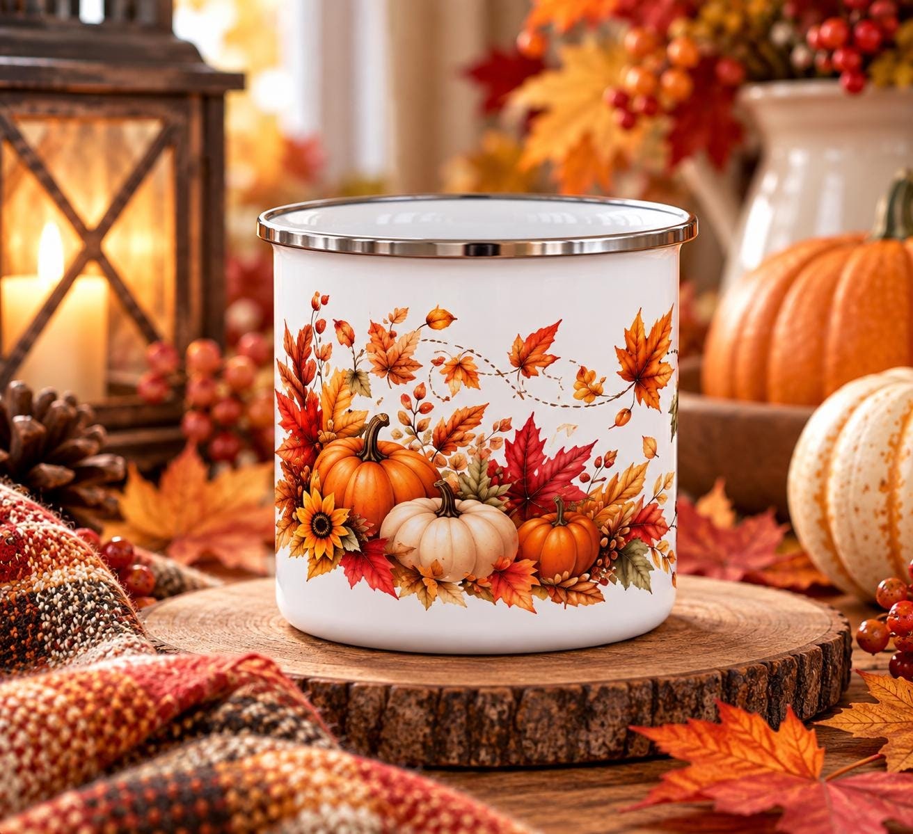 Autumn Harvest enamel camping mug, product view 4