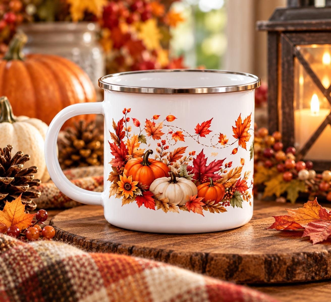 Autumn Harvest enamel camping mug, product view 5