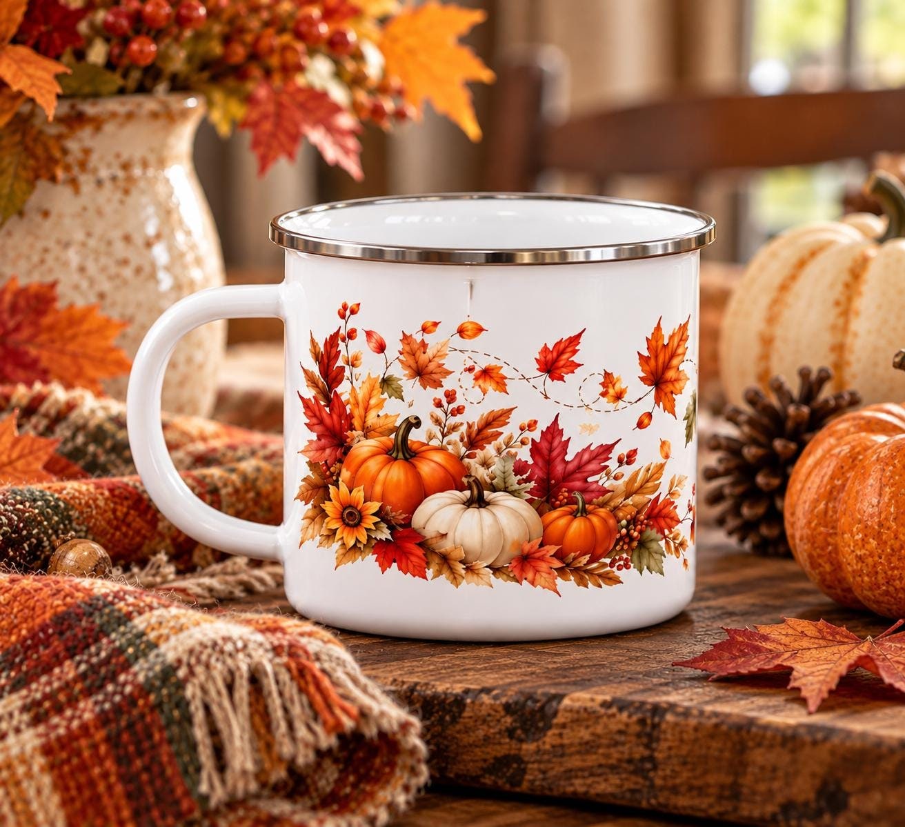 Autumn Harvest enamel camping mug, product view 6