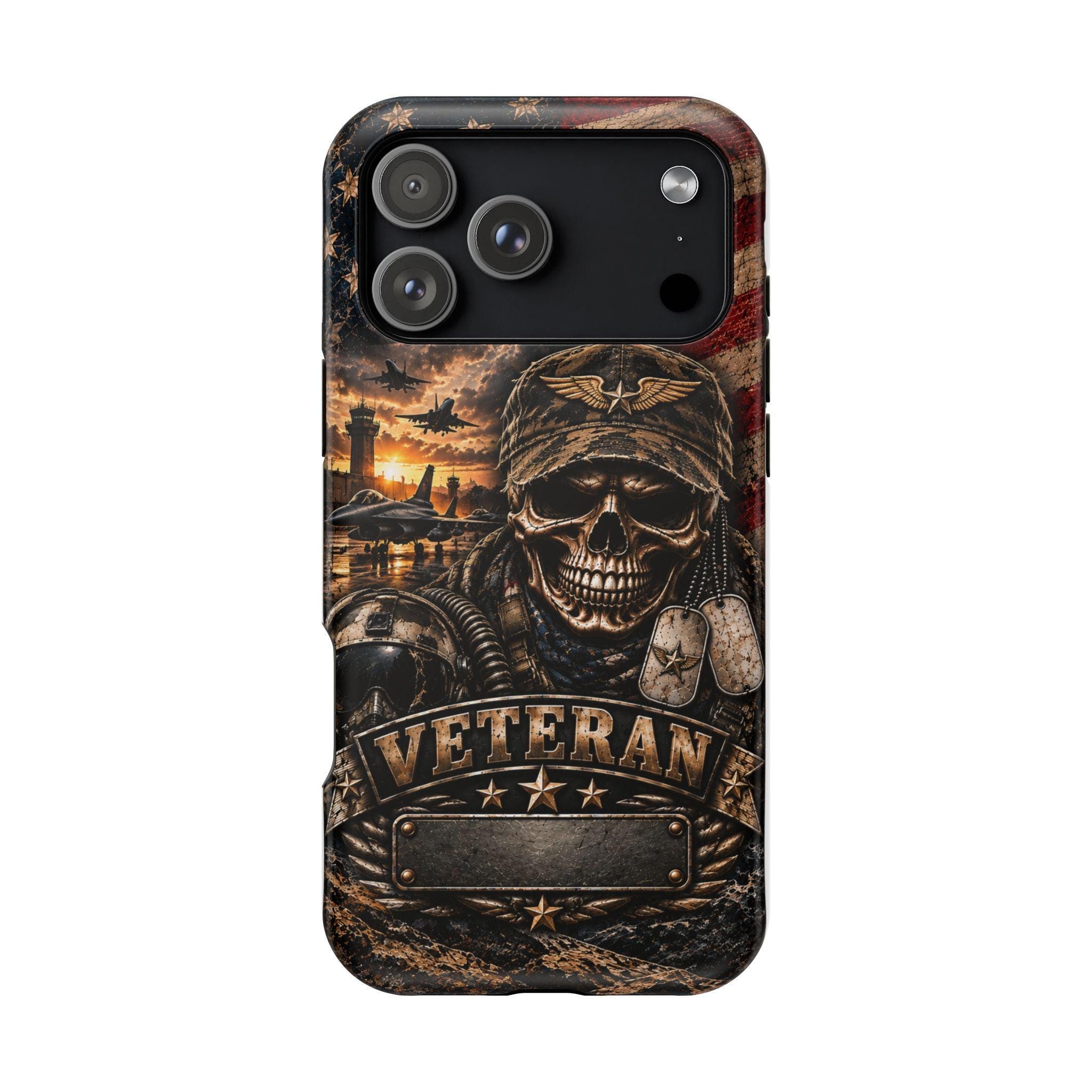 Veteran Skull Patriotic Phone Case — Magnetic Impact-Resistant
