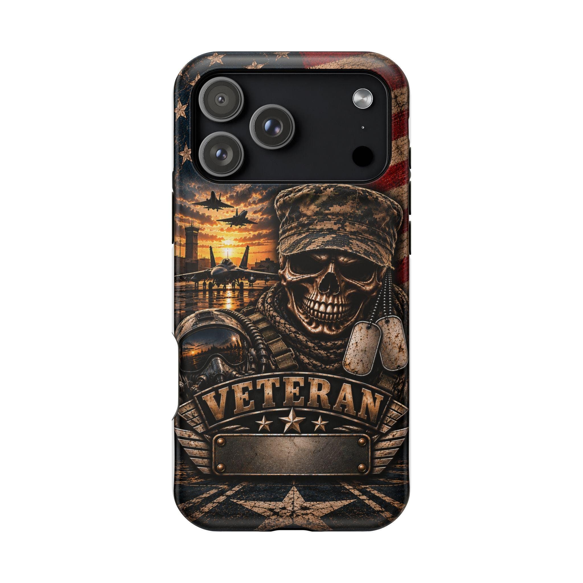 Skull Military Veteran iPhone Case | Magnetic Impact-Resistant Case