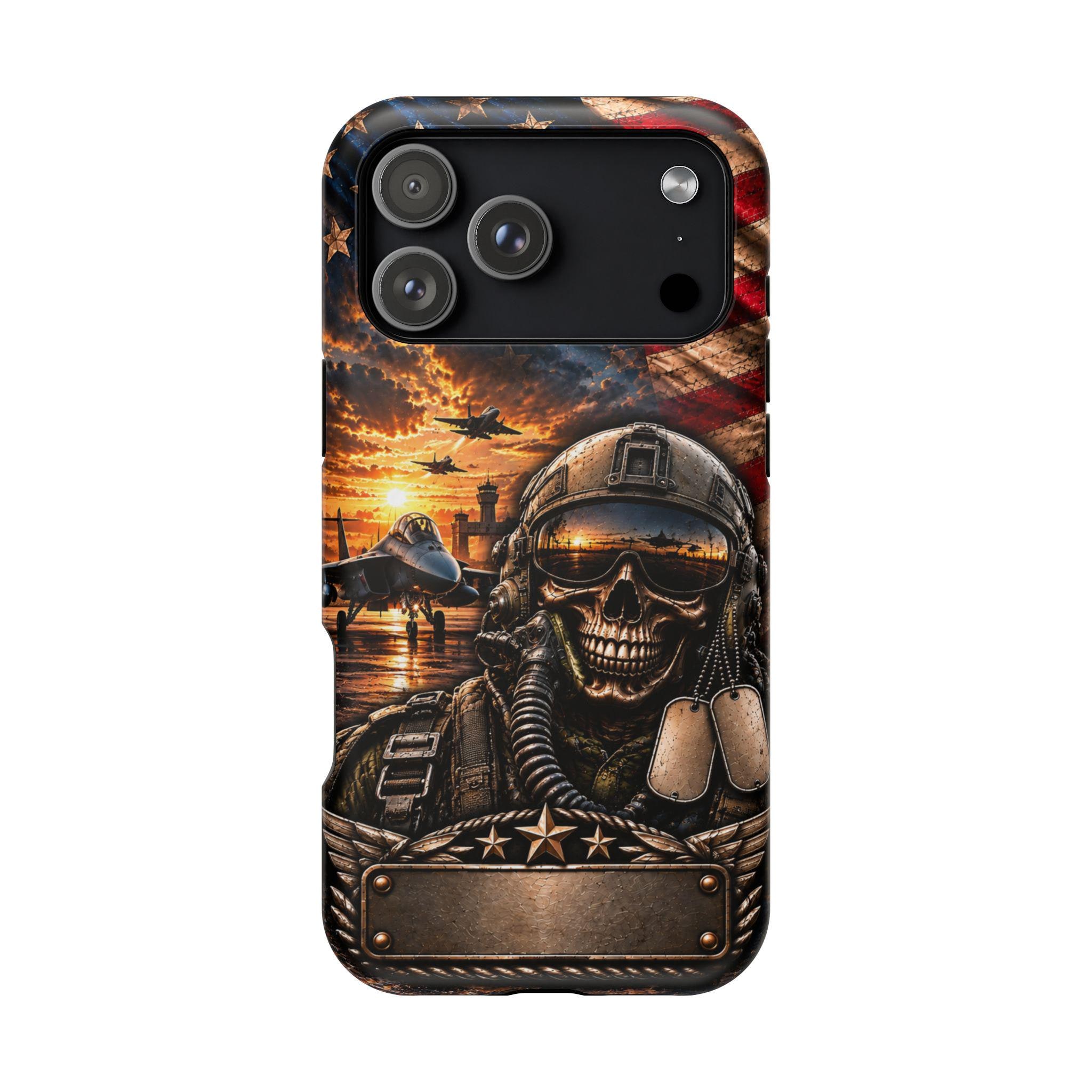 Patriotic Skull Pilot phone case | Military Flag iPhone Case