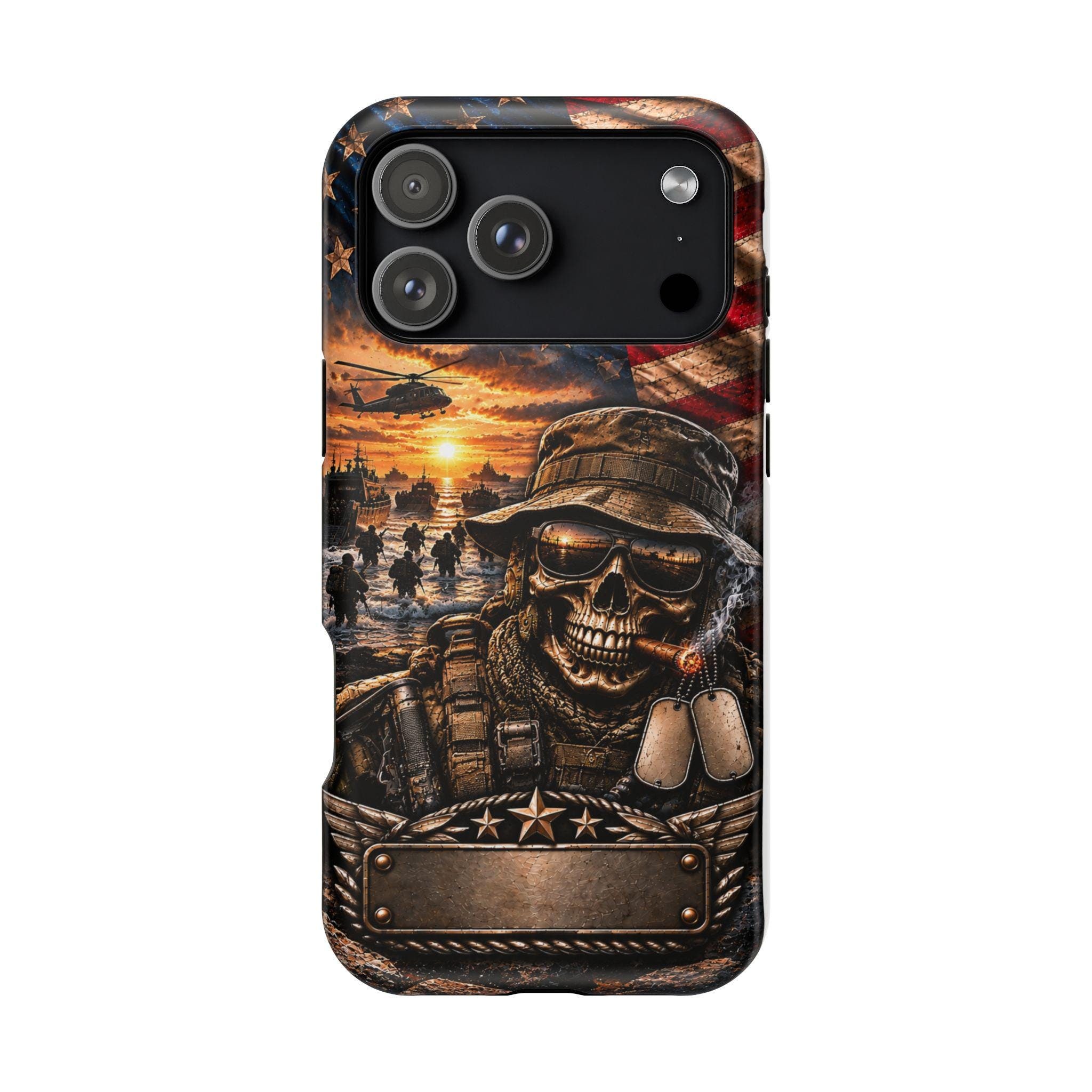 Skull Soldier American Flag Phone Case | Magnetic Impact-Resistant Case