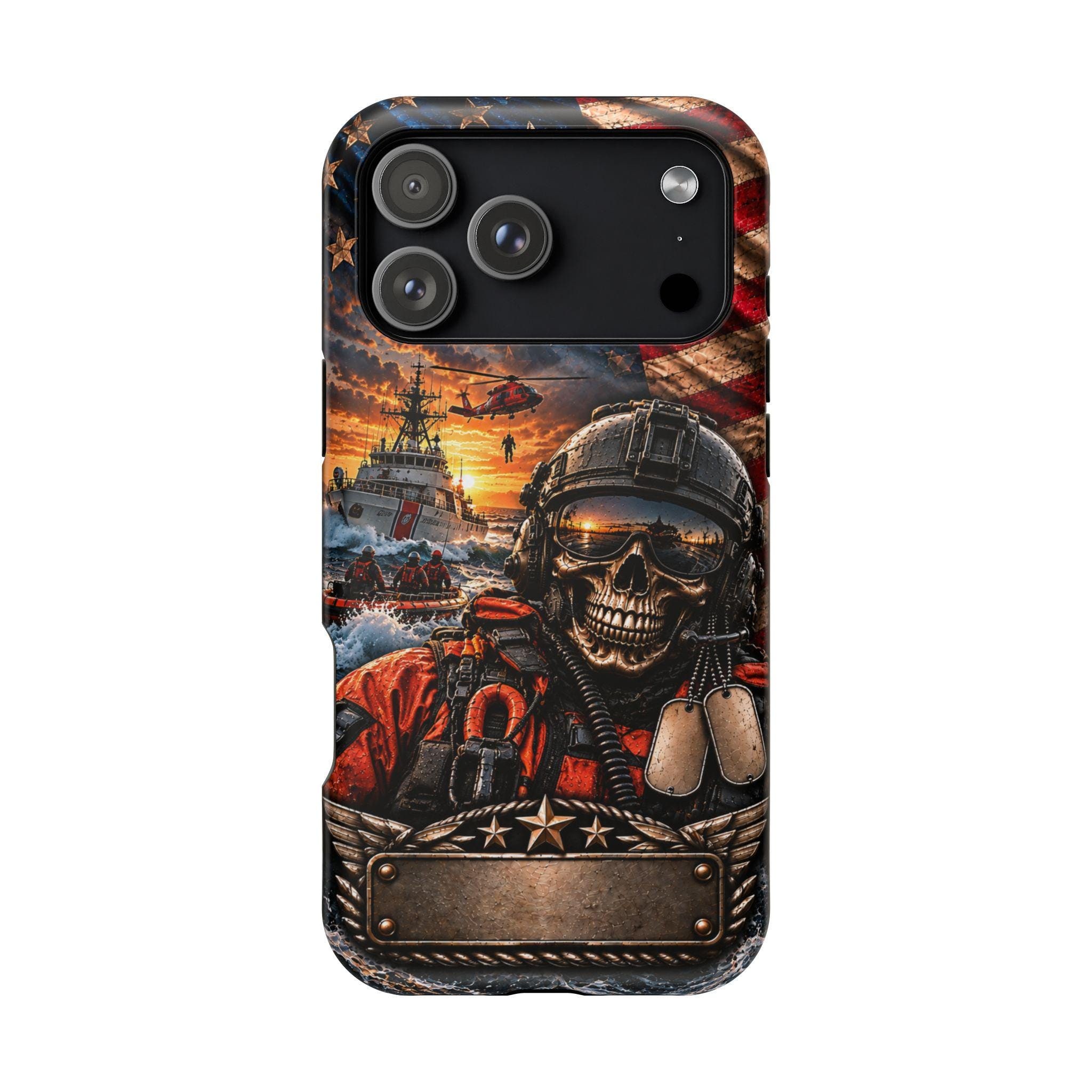 Patriotic Skull Pilot Phone Case — Magnetic Impact-Resistant iPhone Cover