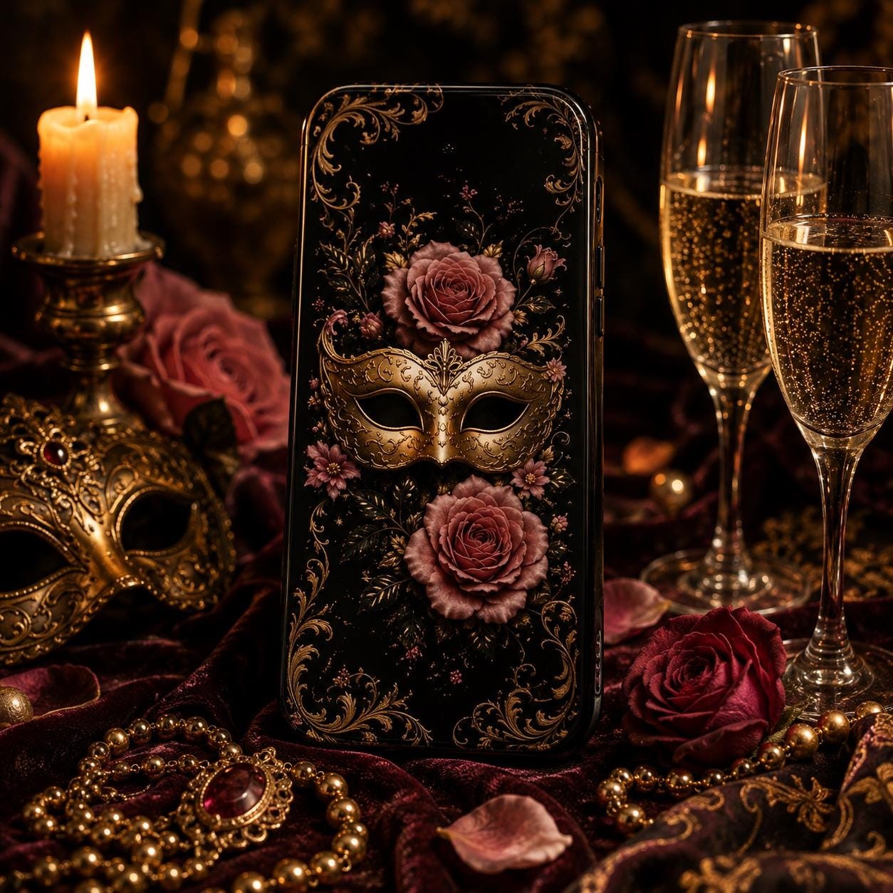 Masquerade Rose Tough Phone Case, product view 2