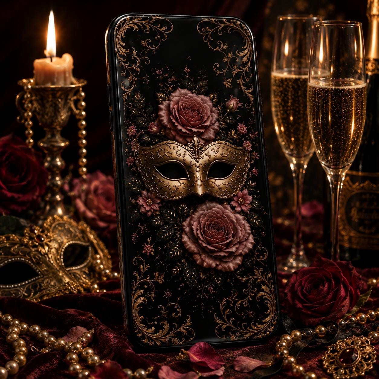 Masquerade Rose Tough Phone Case, product view 3