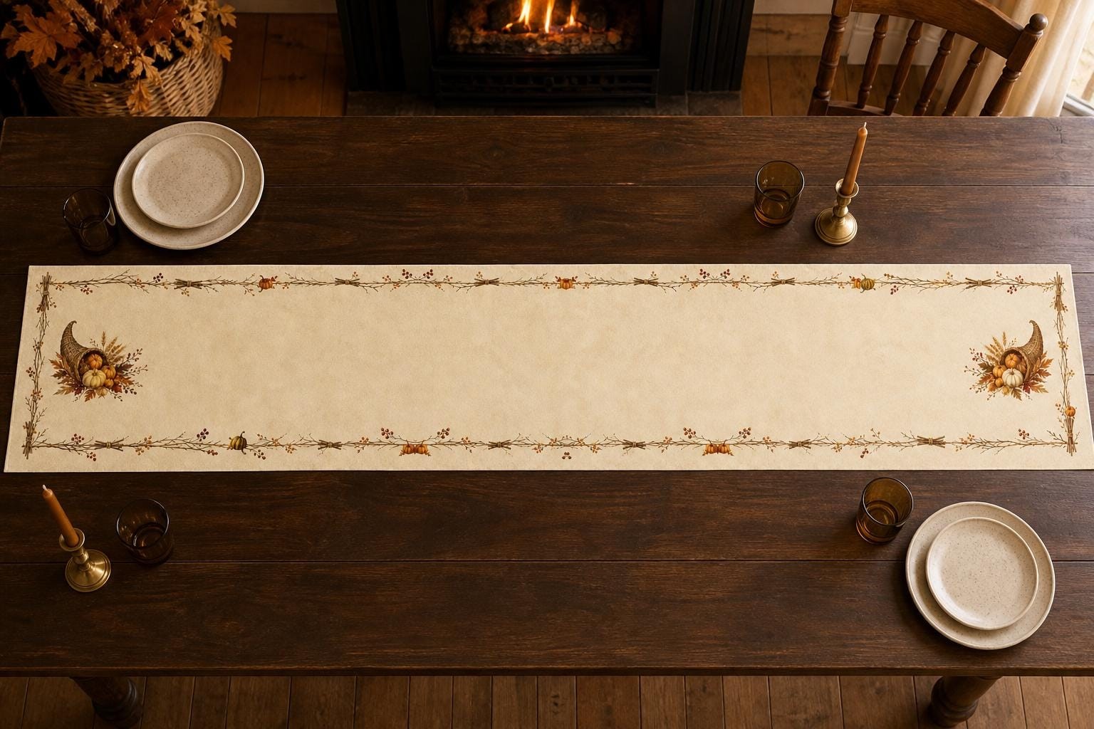 Rustic Cornucopia Quilted Table Runner, product view 2
