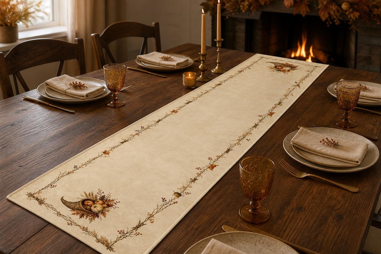 Rustic Cornucopia Quilted Table Runner, product view 3
