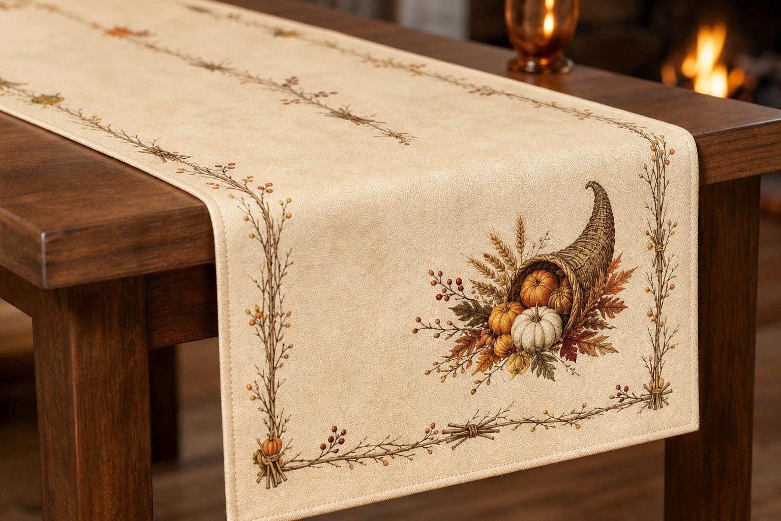 Rustic Cornucopia Quilted Table Runner, product view 4
